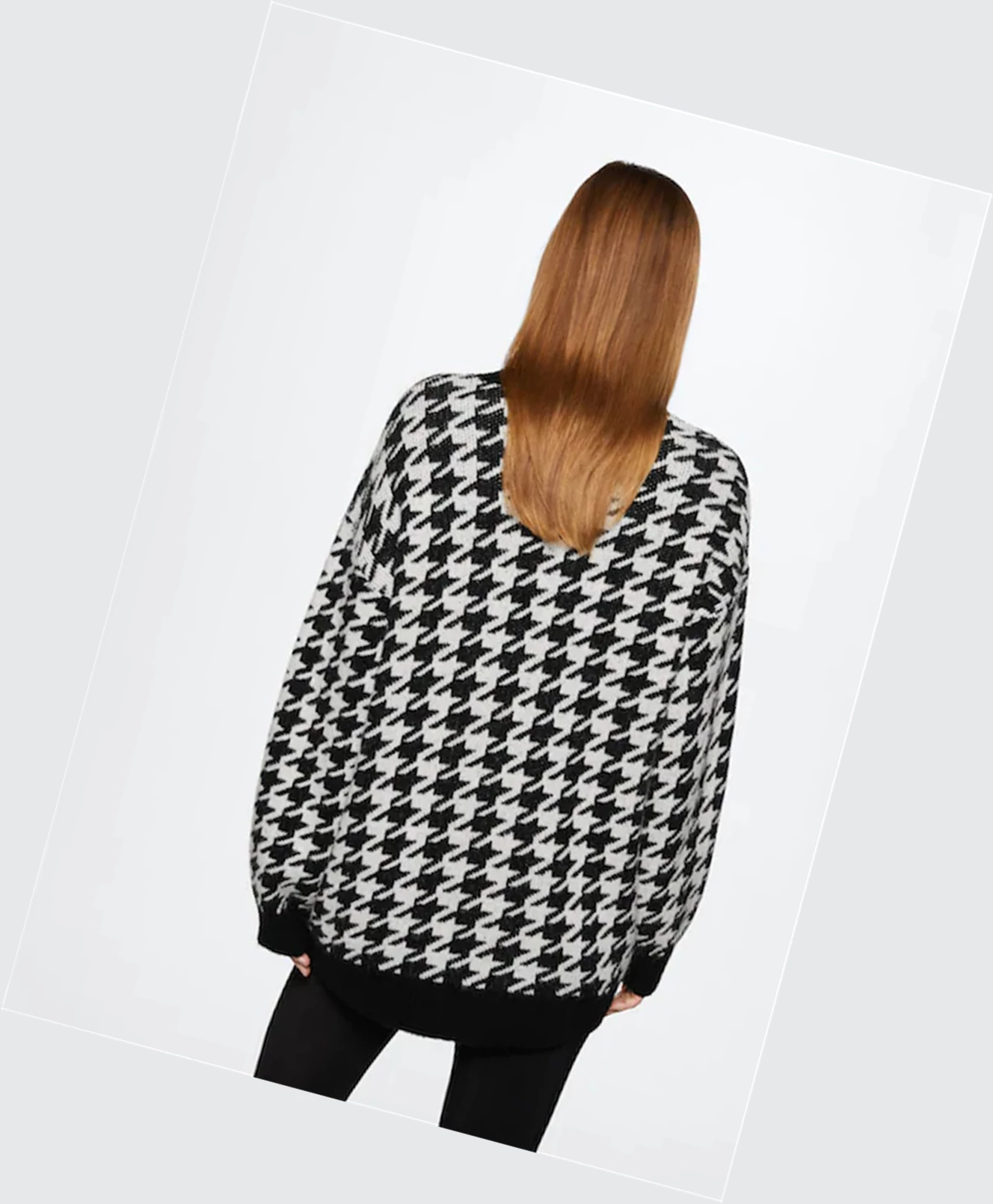 Kardigán Mango Houndstooth Damske Čierne | SK860150