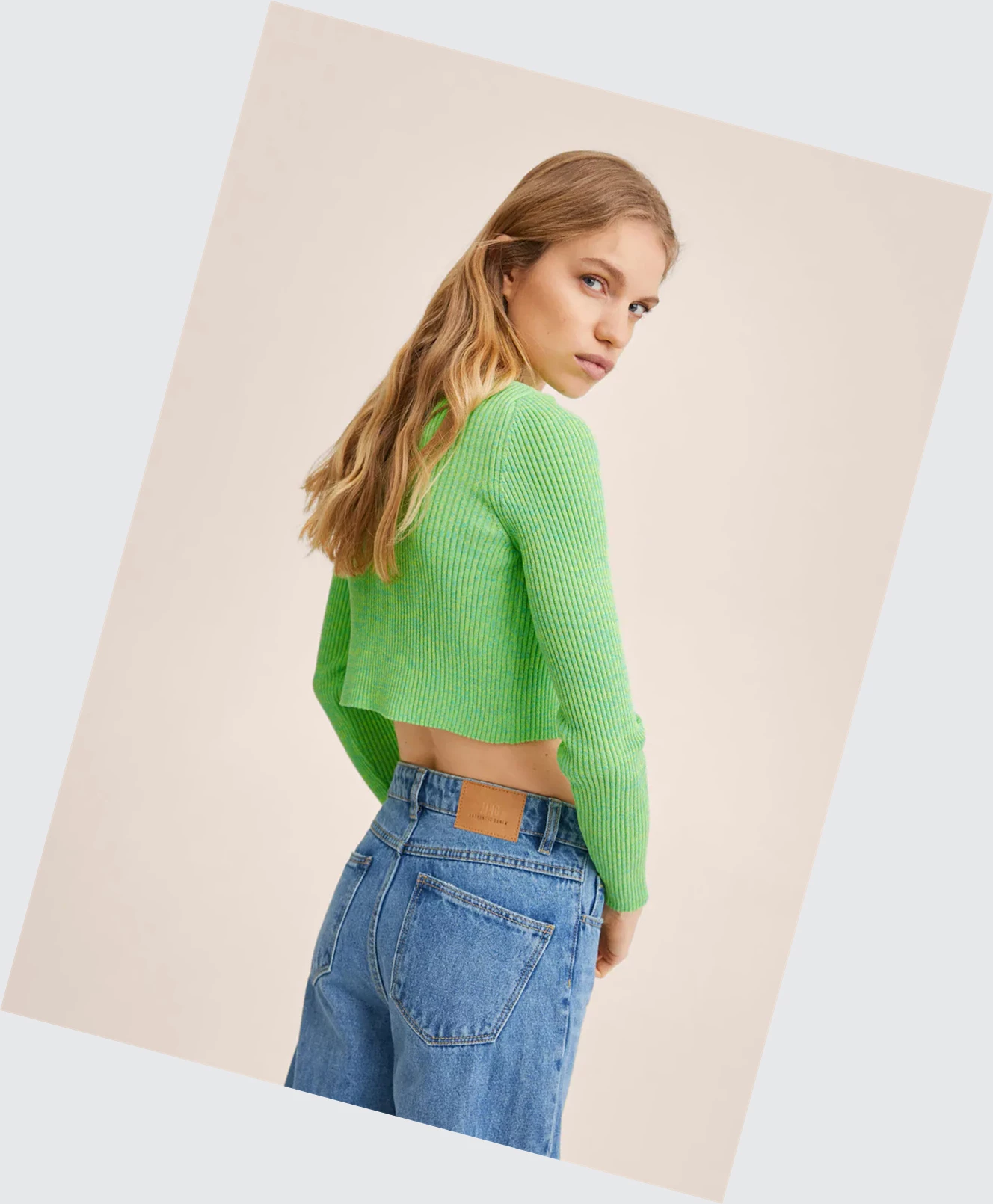 Kardigán Mango Pletené Cropped Damske Zelene | SK860154