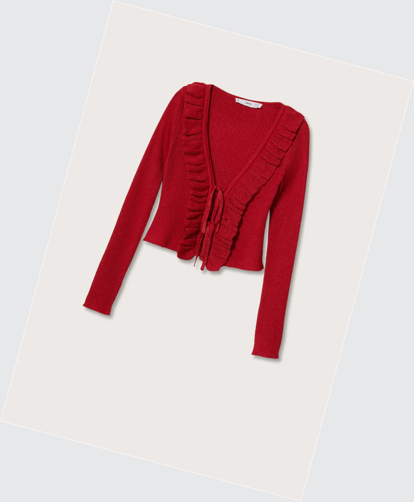 Kardigán Mango Ruffle Knit Damske Červené | SK860168