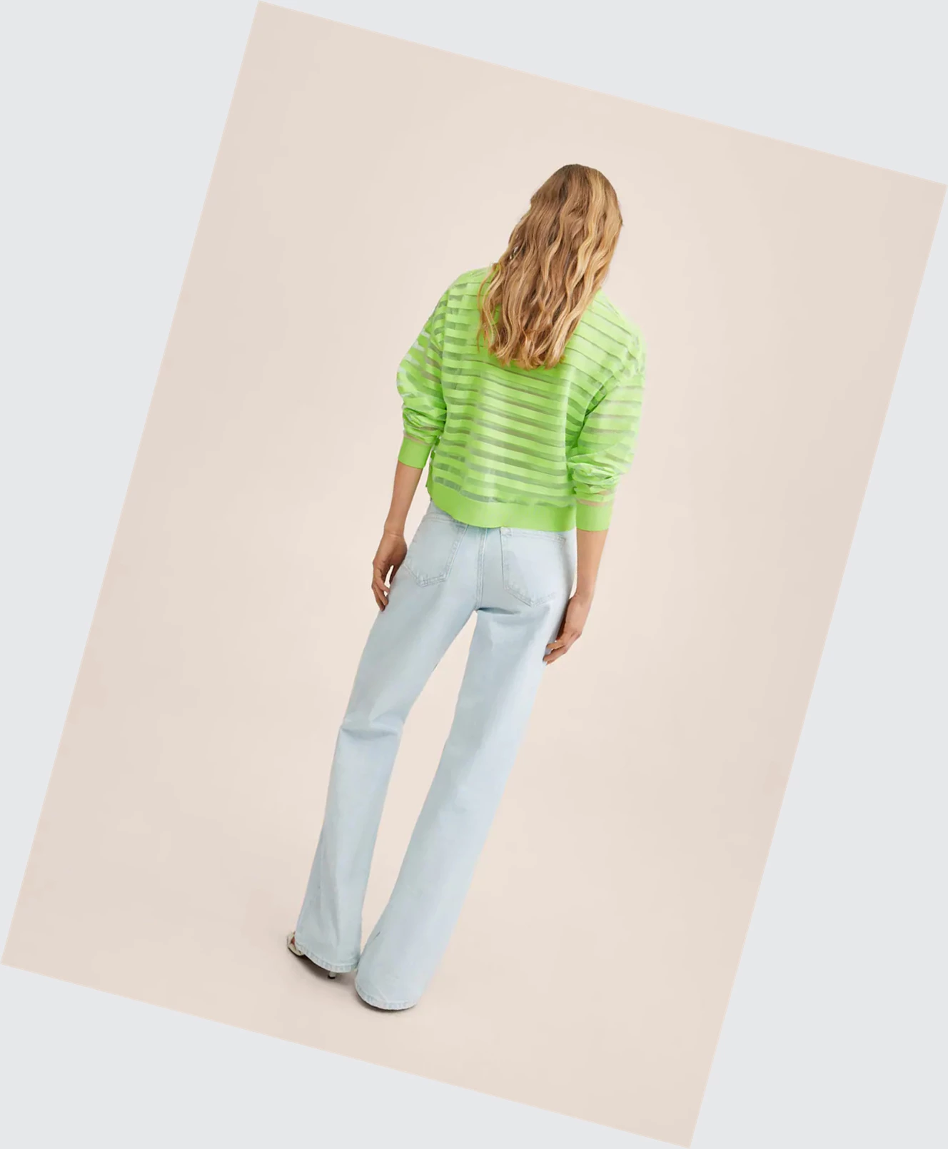 Kardigán Mango Stripped Knit Damske Lime | SK860141