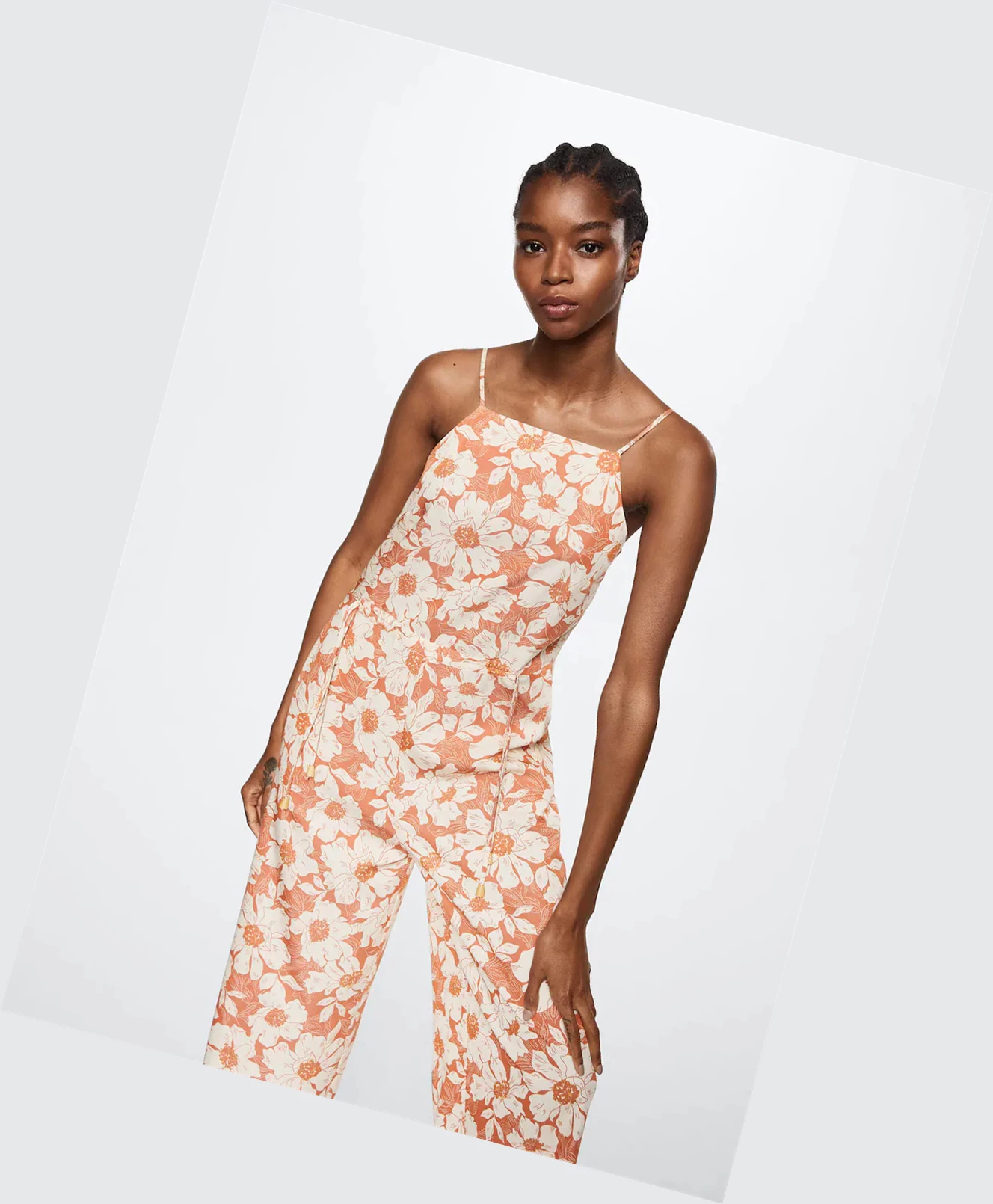 Kombinéza Mango Floral-print Long Damske Koralove Červené | SK861141