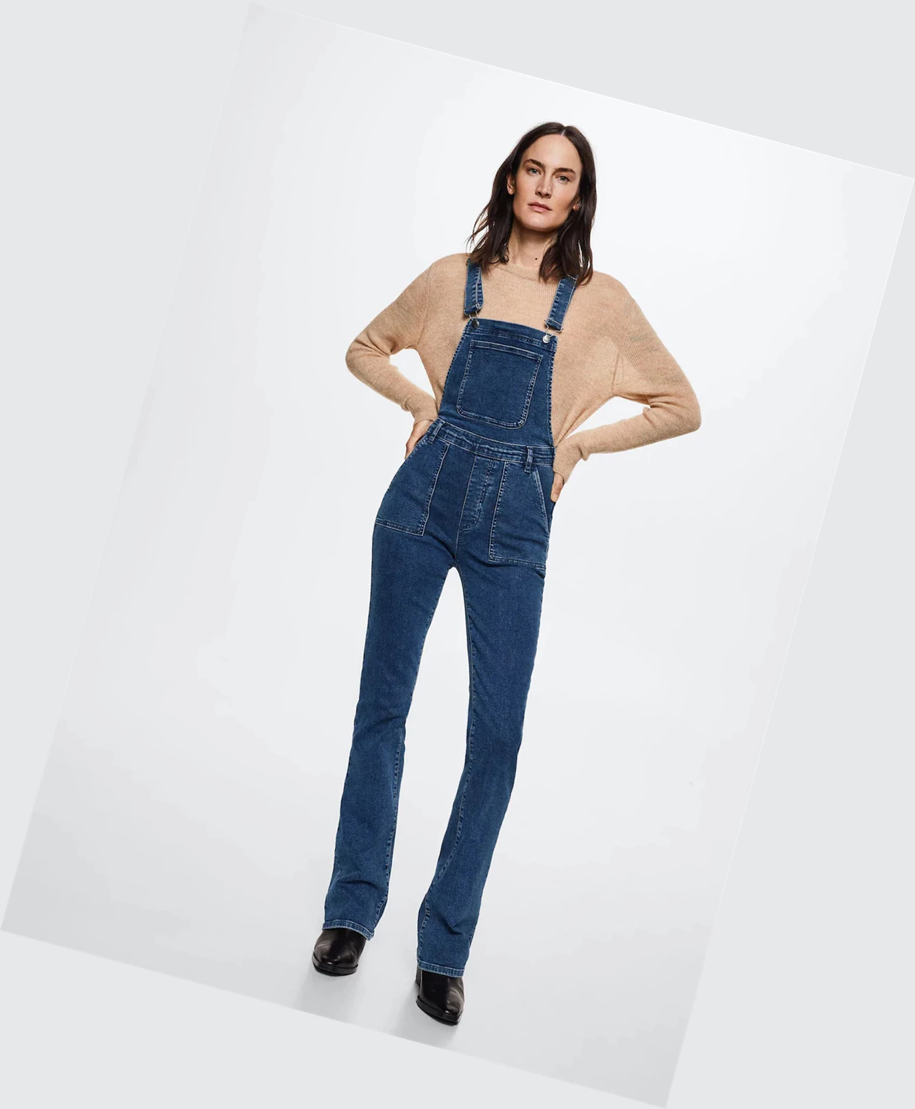 Kombinéza Mango Long Denim Dungarees Damske Tmavo Modre | SK861138