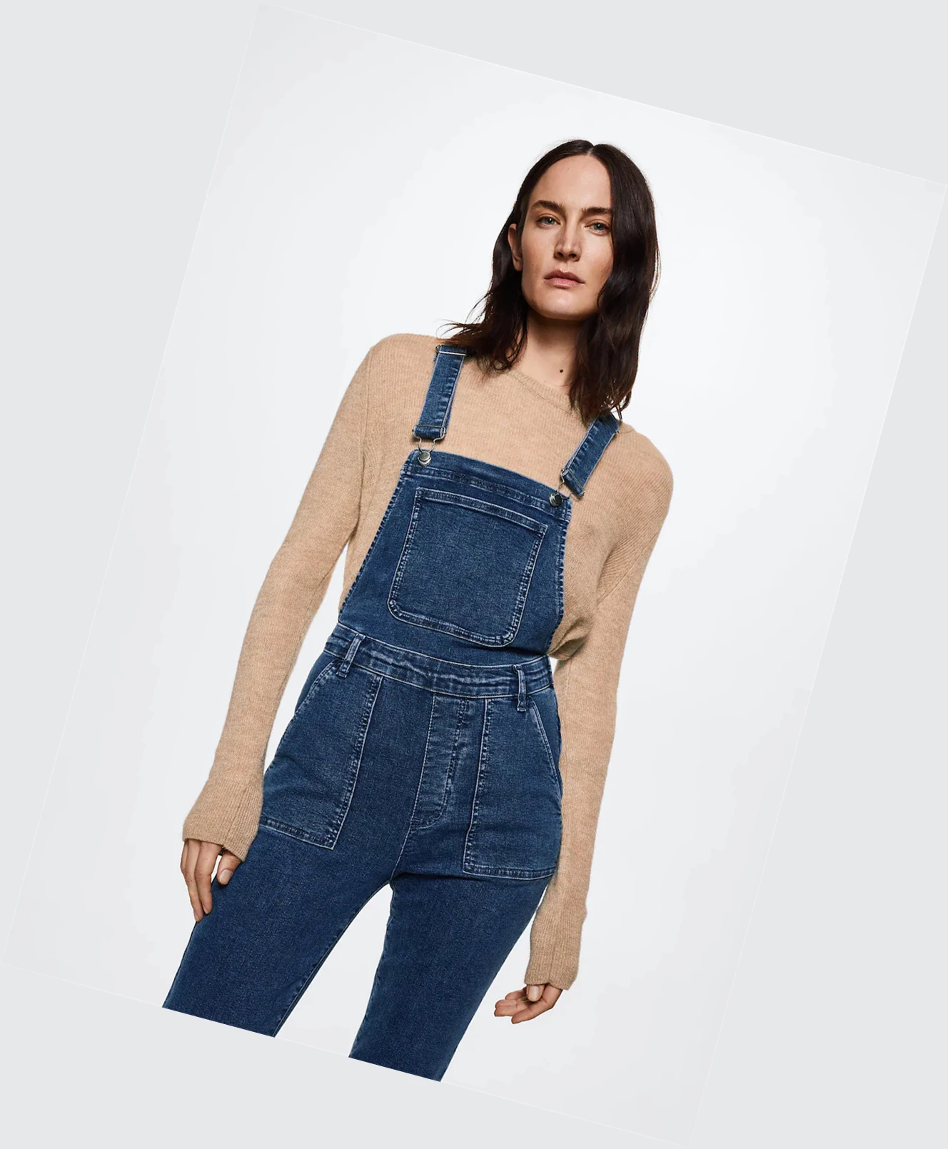 Kombinéza Mango Long Denim Dungarees Damske Tmavo Modre | SK861138