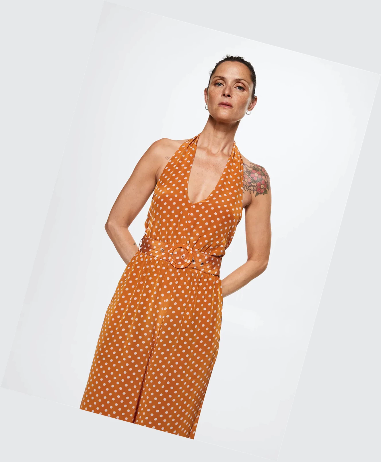 Kombinéza Mango Polka-dot Long Damske Hnede | SK861085