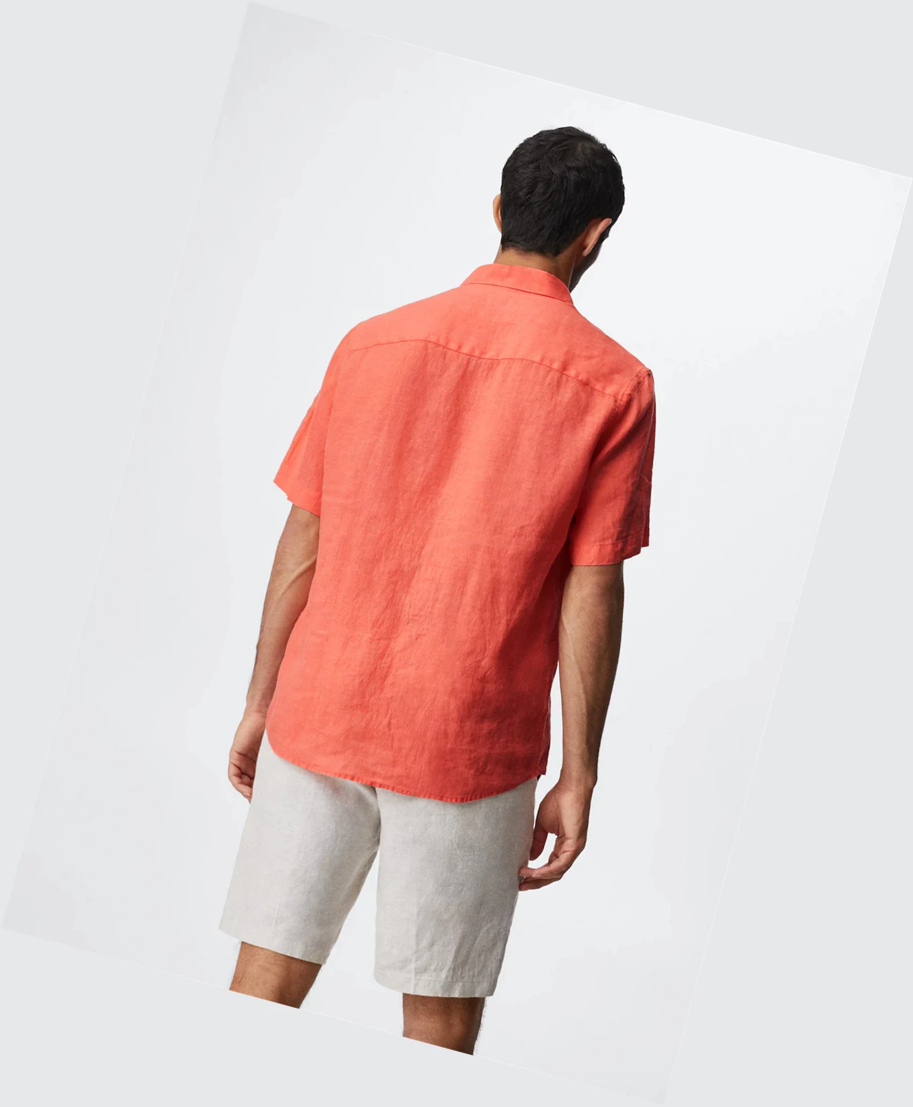 Kosele Mango 100% Linen Kratke Sleeve Panske Oranžové | SK861798