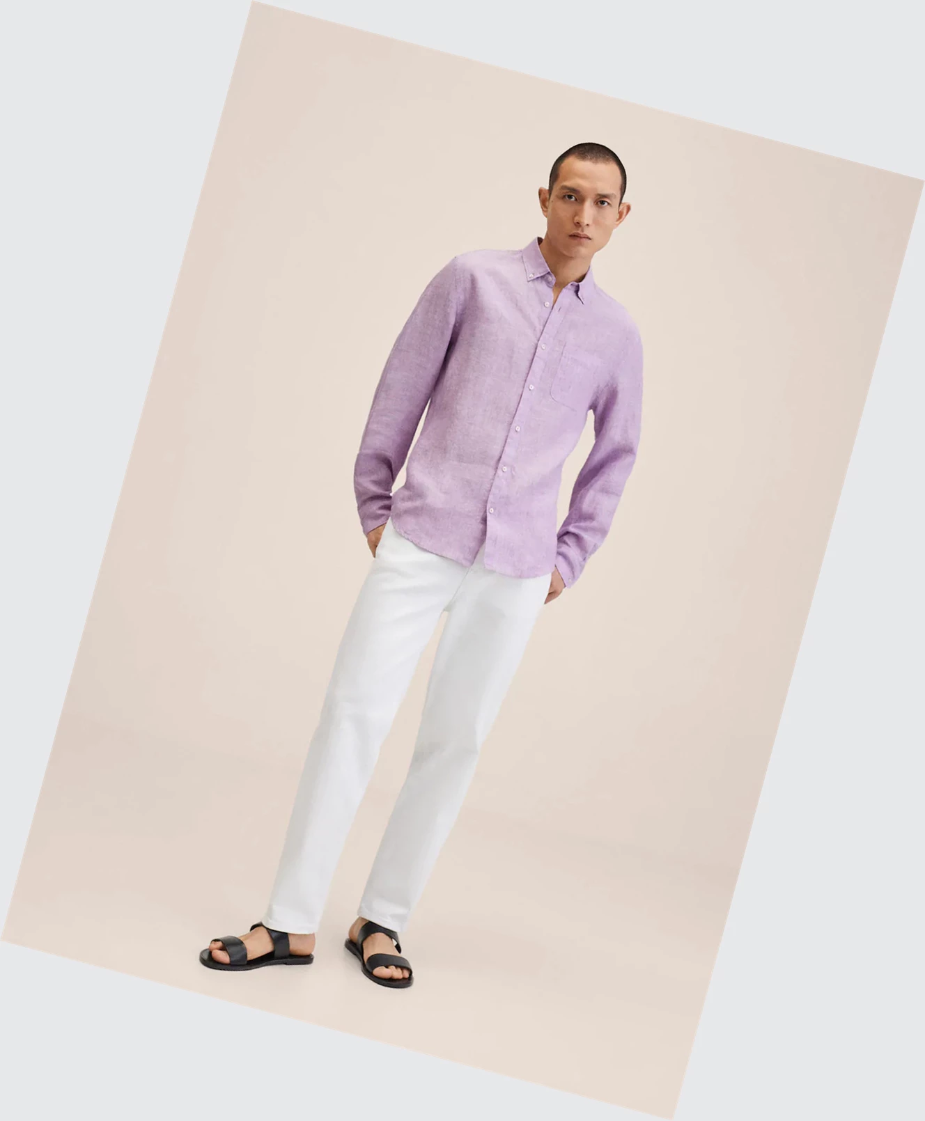 Kosele Mango 100% Linen Slim Fit Panske Violet | SK861648