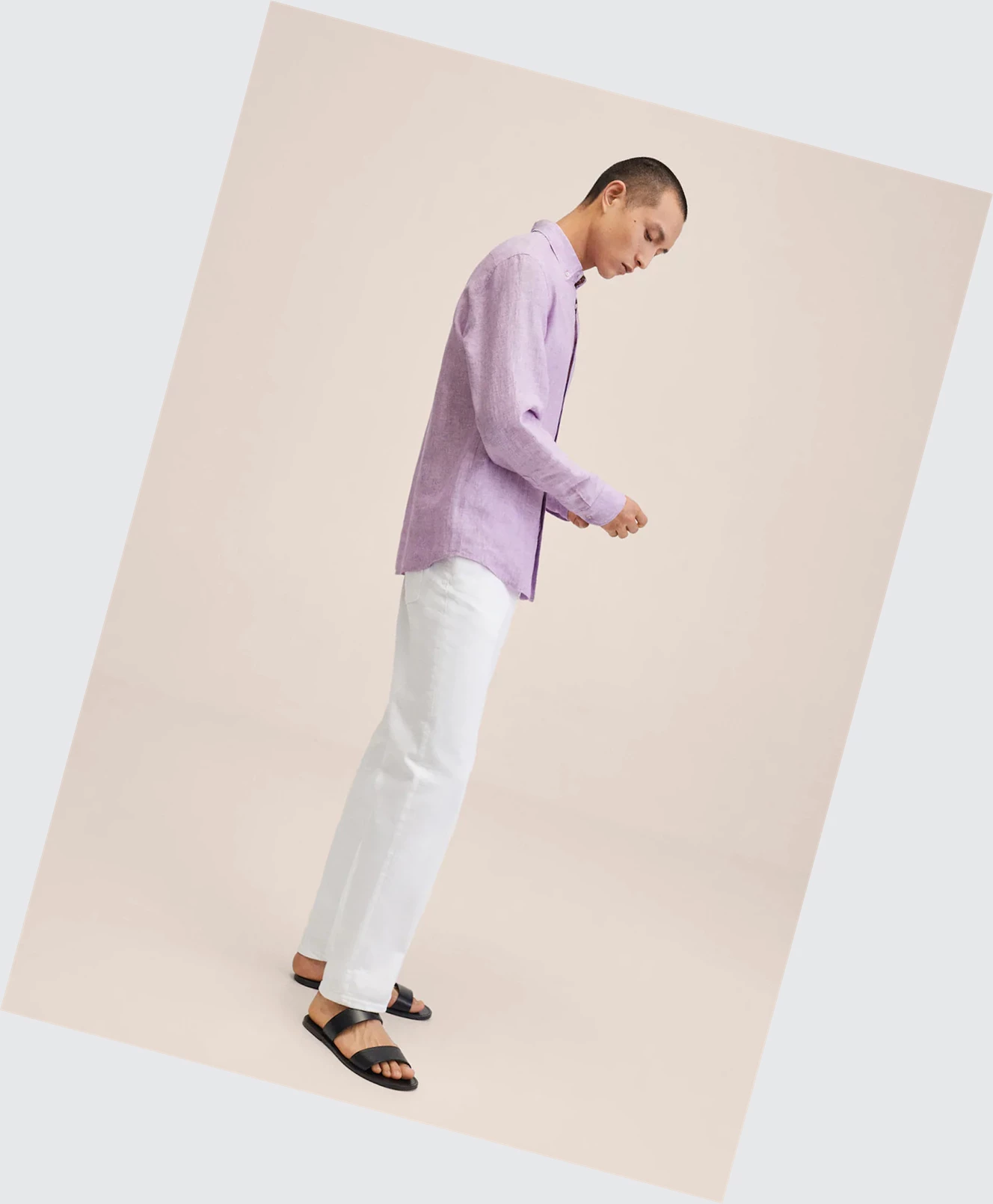 Kosele Mango 100% Linen Slim Fit Panske Violet | SK861648