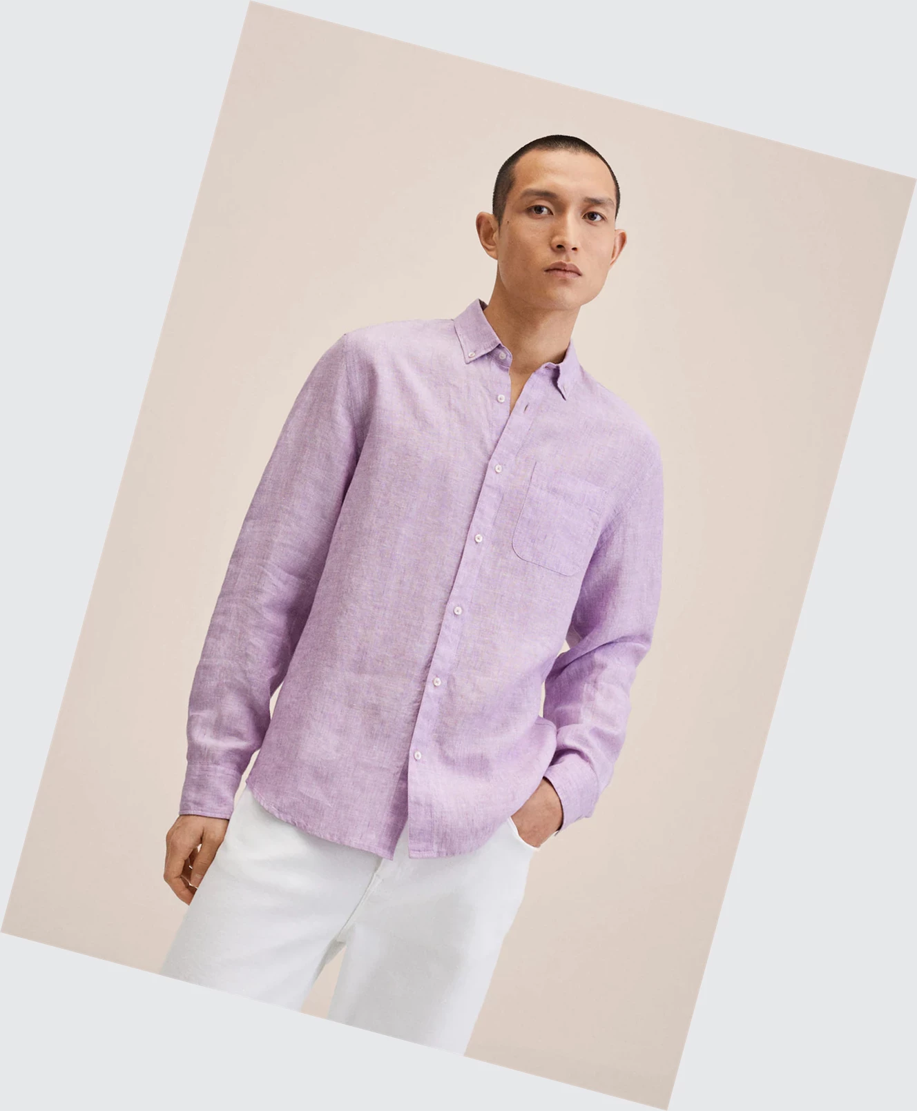 Kosele Mango 100% Linen Slim Fit Panske Violet | SK861648