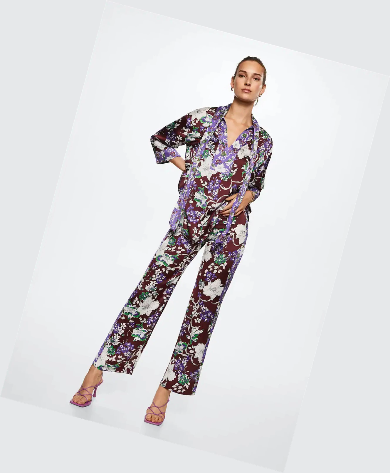 Kosele Mango Floral Print Damske Bordove | SK861697