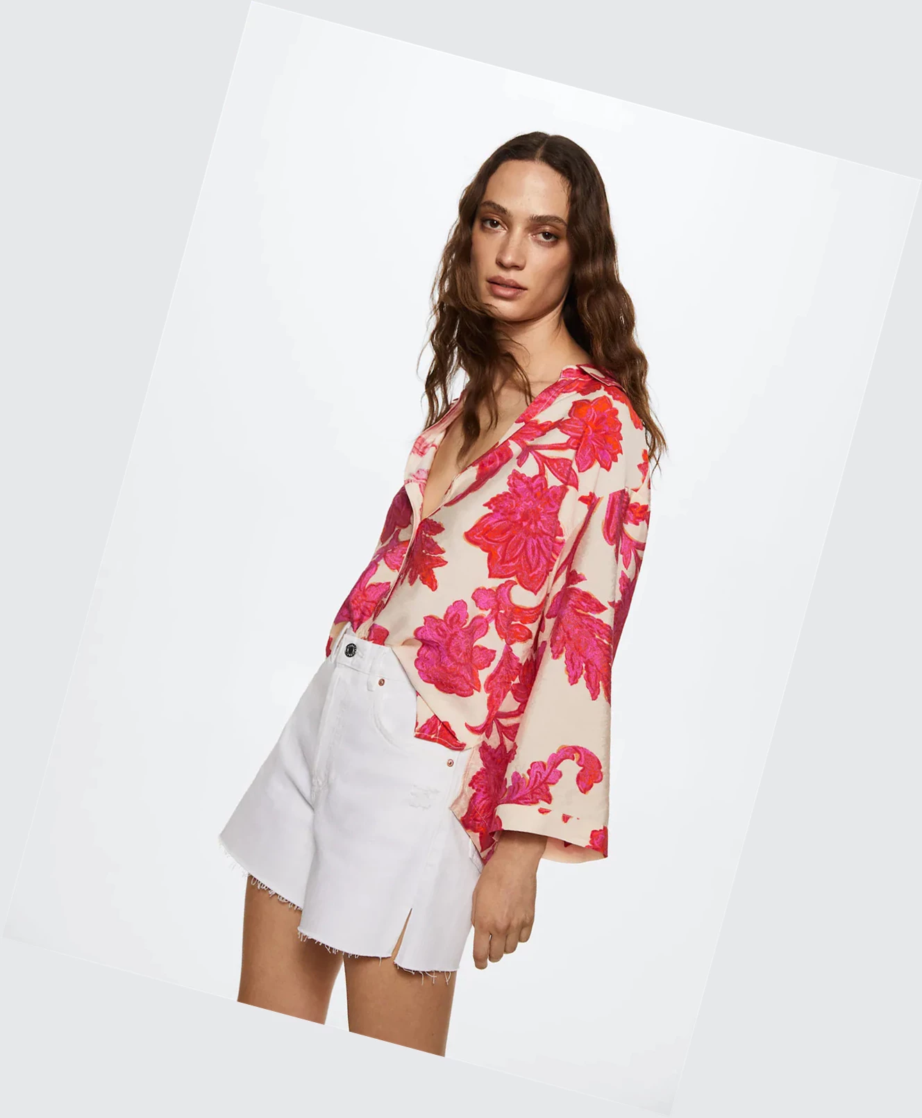 Kosele Mango Floral-print Flowy Damske Biele | SK861952