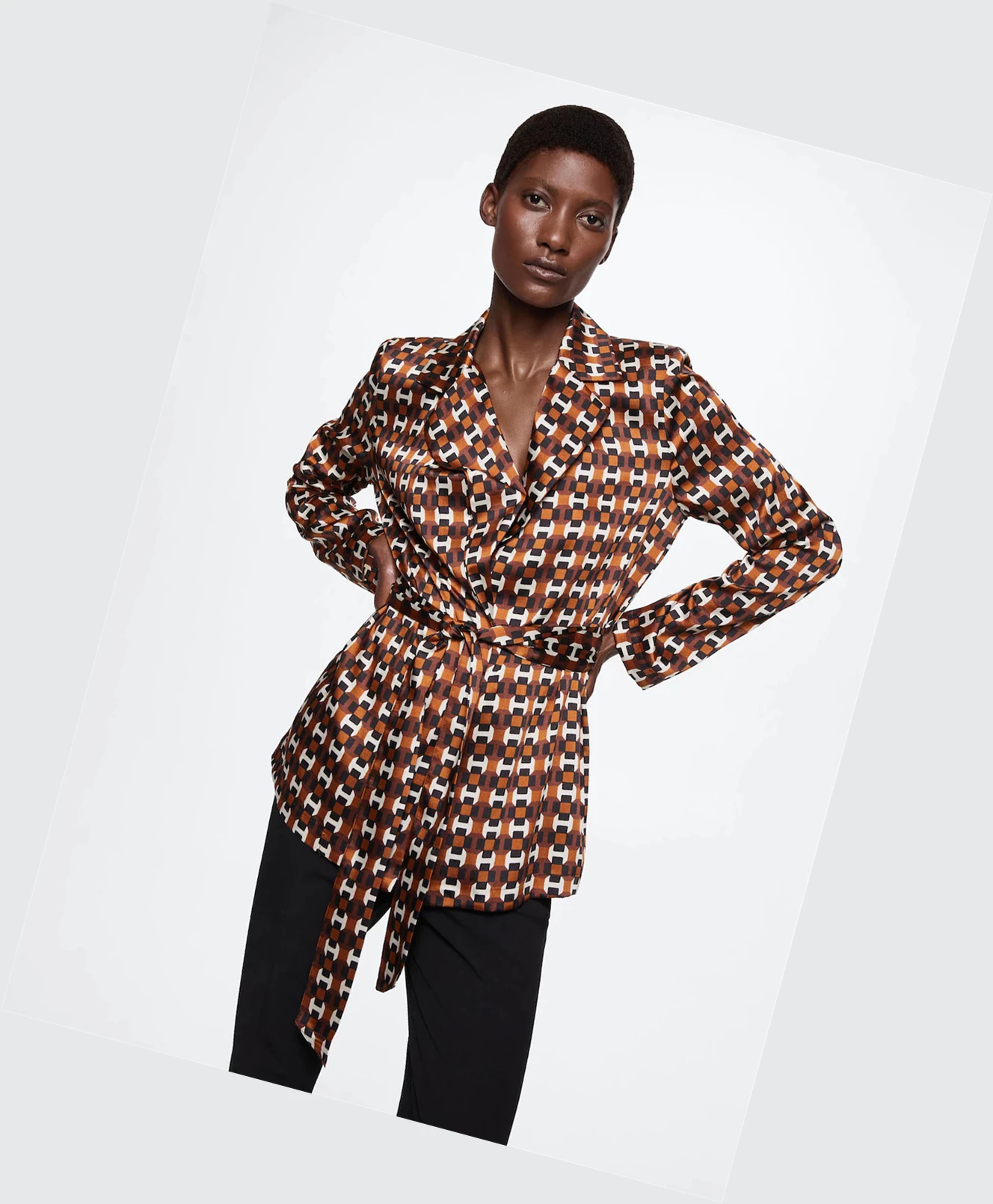 Kosele Mango Geometric-print Damske Hnede | SK861897