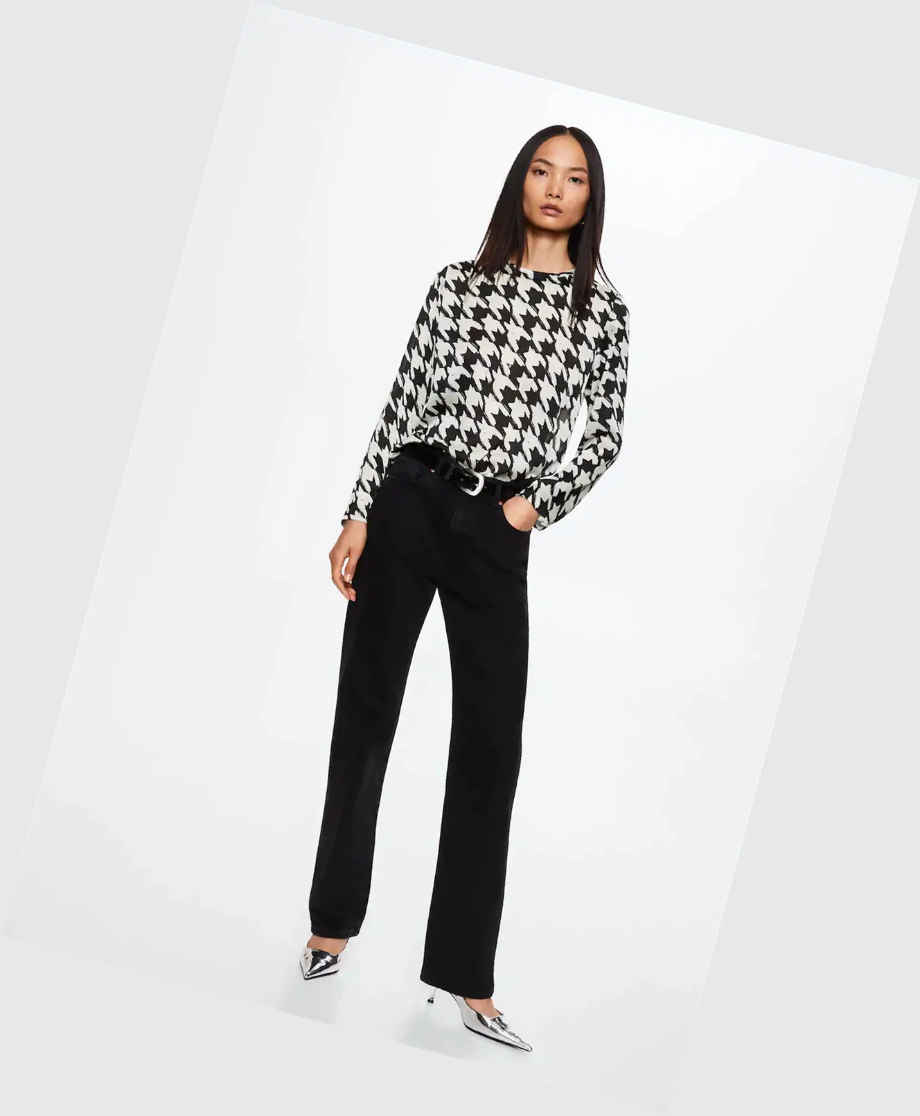 Kosele Mango Houndstooth Damske Biele | SK861635