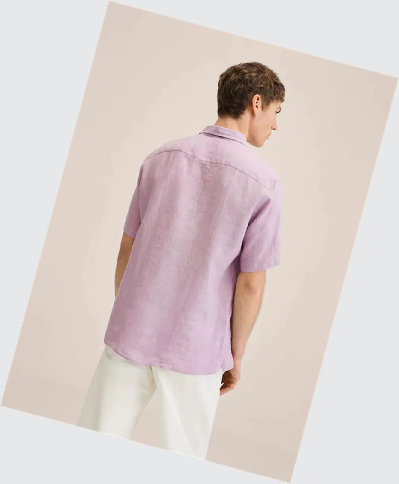 Kosele Mango Kratke Sleeve Linen-blend Panske Violet | SK861814