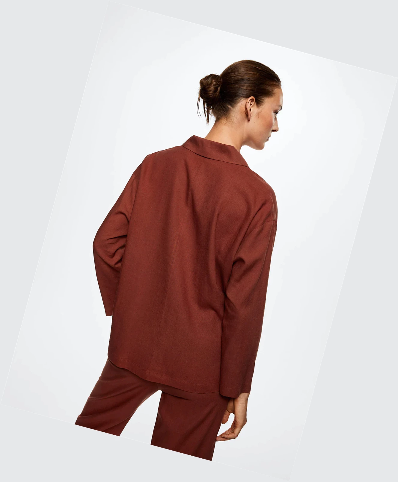 Kosele Mango Linen Pajama Damske Bordove | SK861684