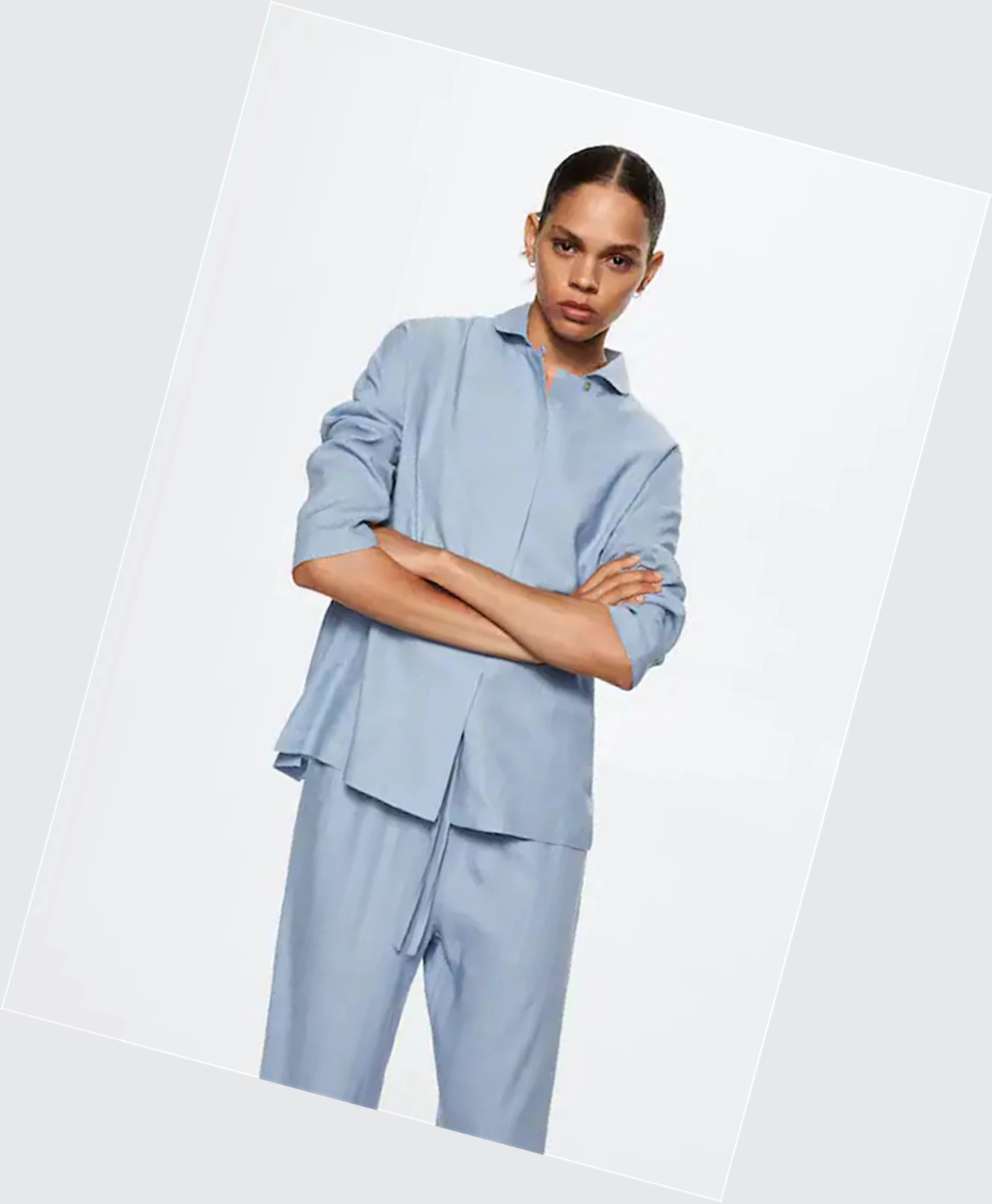 Kosele Mango Linen Pajama Damske Modre | SK861928