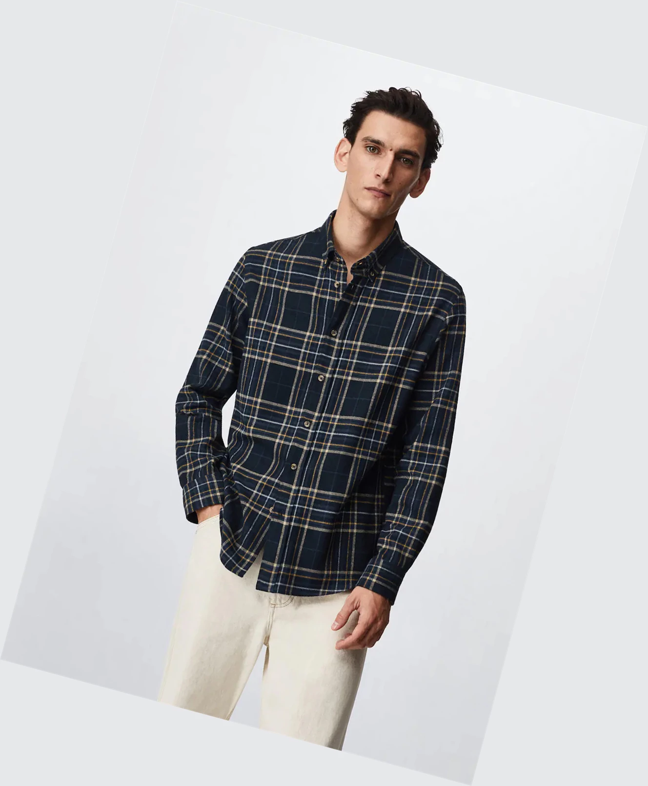 Kosele Mango Regular Fit Checked Flannel Panske Tmavo Námornícka Modrá | SK861749