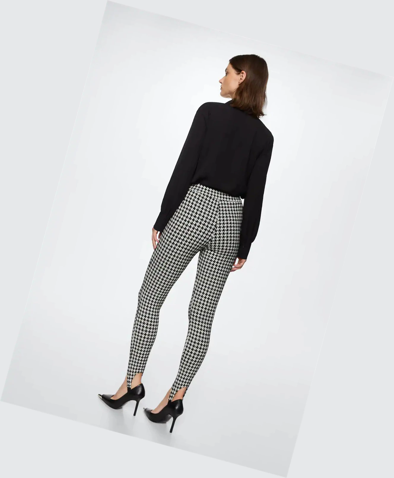 Leginy Mango Houndstooth Print Damske Čierne | SK861147