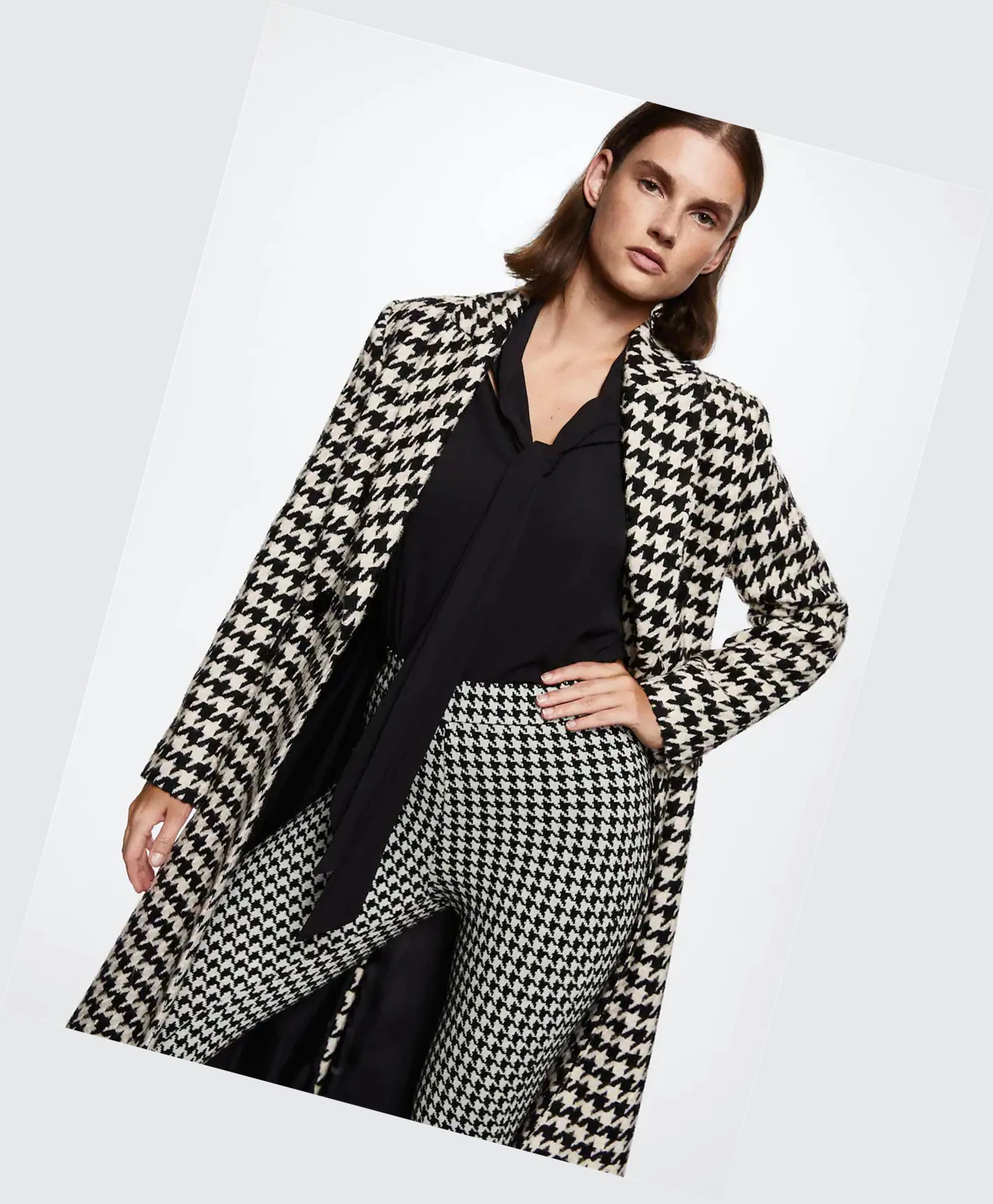 Leginy Mango Houndstooth Print Damske Čierne | SK861147