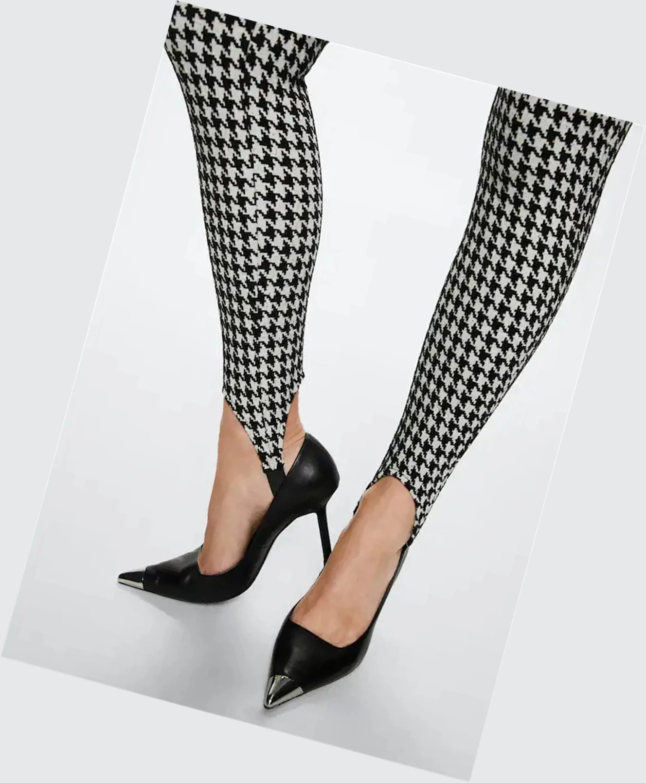 Leginy Mango Houndstooth Print Damske Čierne | SK861147