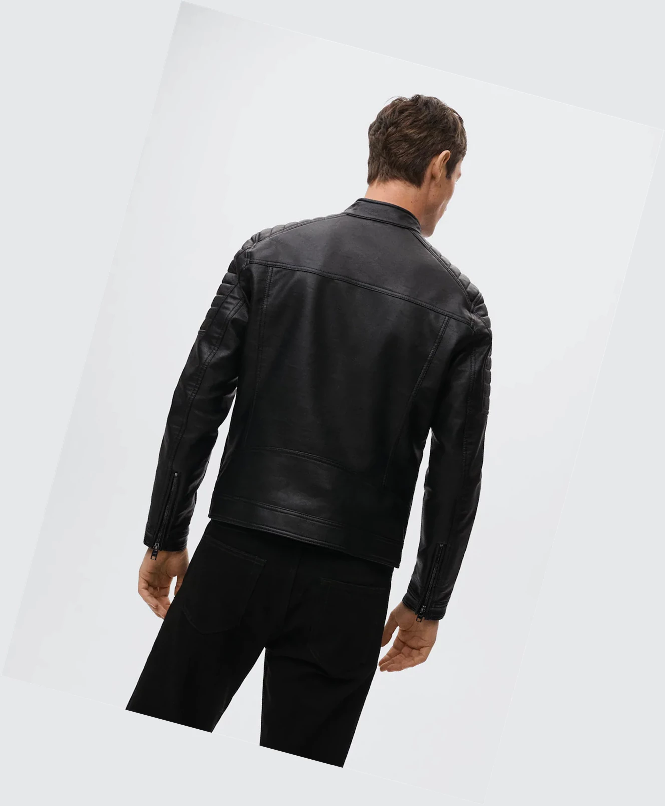 Moto Bunda Mango Faux-leather Panske Čierne | SK859923