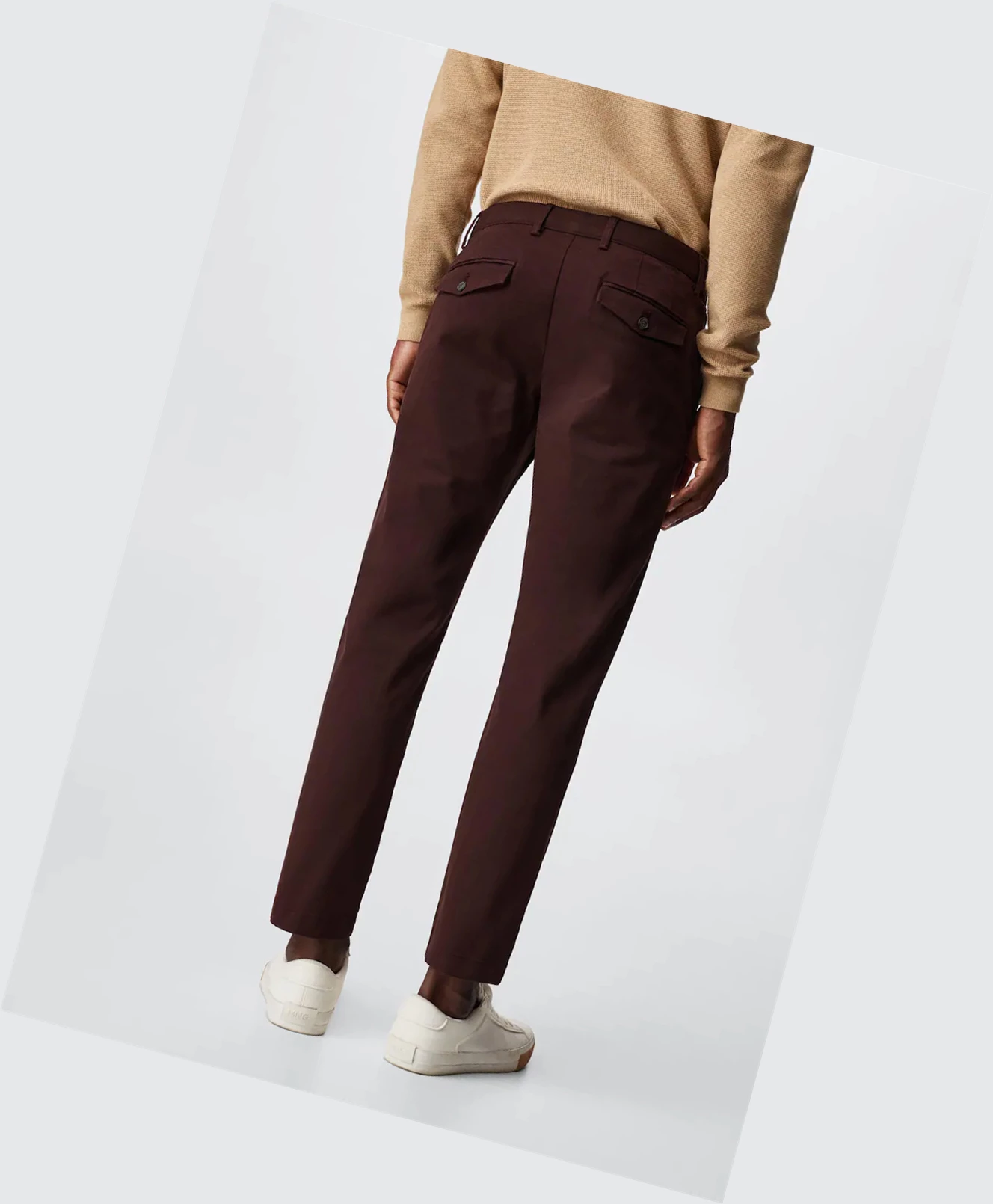 Nohavice Mango Bavlnene Tapered Crop Panske Wine | SK861403