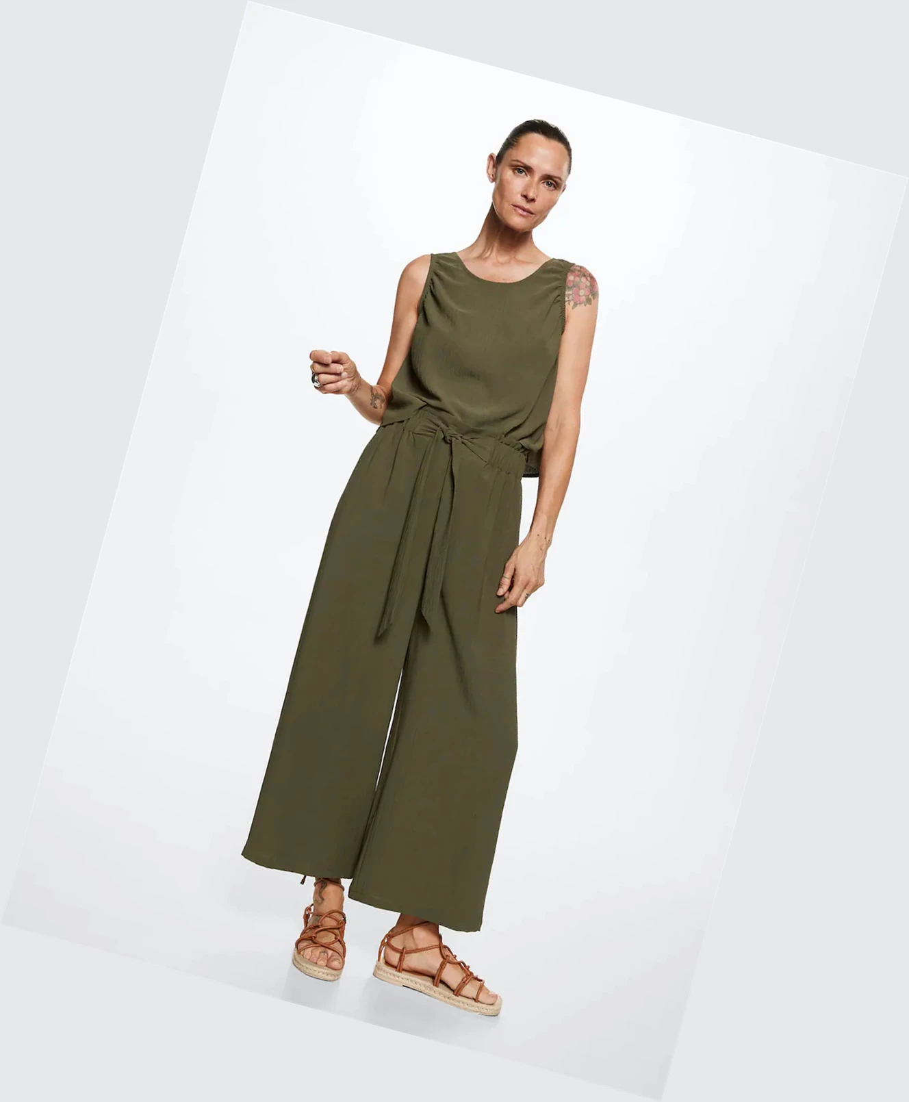 Nohavice Mango Bow Culottes Damske Hnedožltý | SK861283