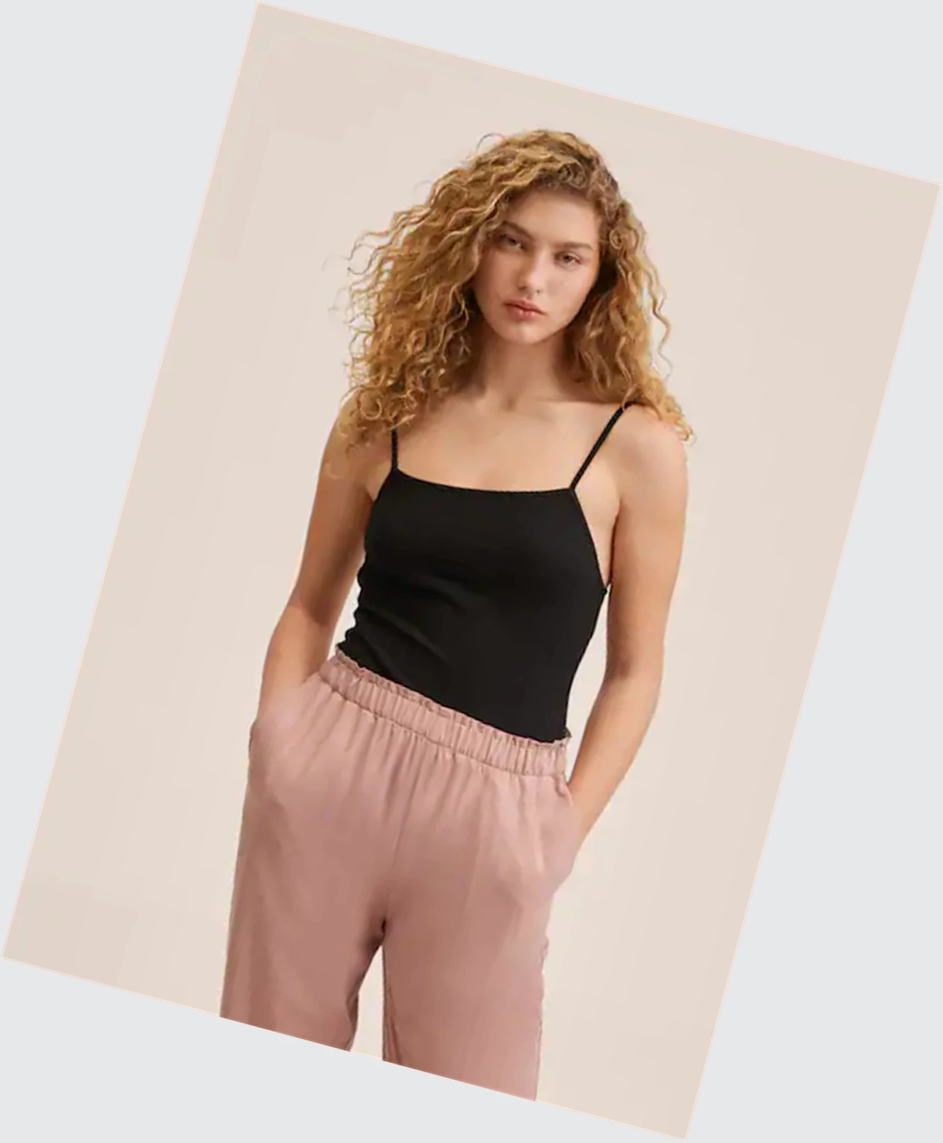 Nohavice Mango Elastic Pásom Crop Damske Ruzove | SK861465