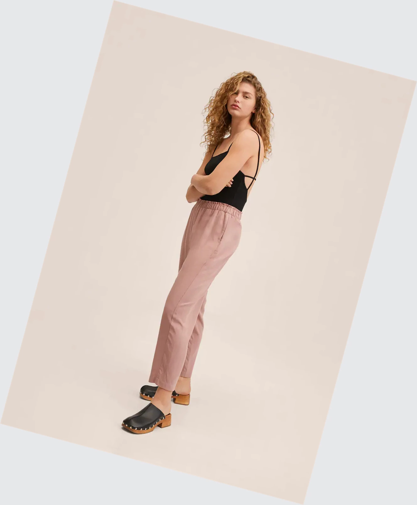 Nohavice Mango Elastic Pásom Crop Damske Ruzove | SK861465