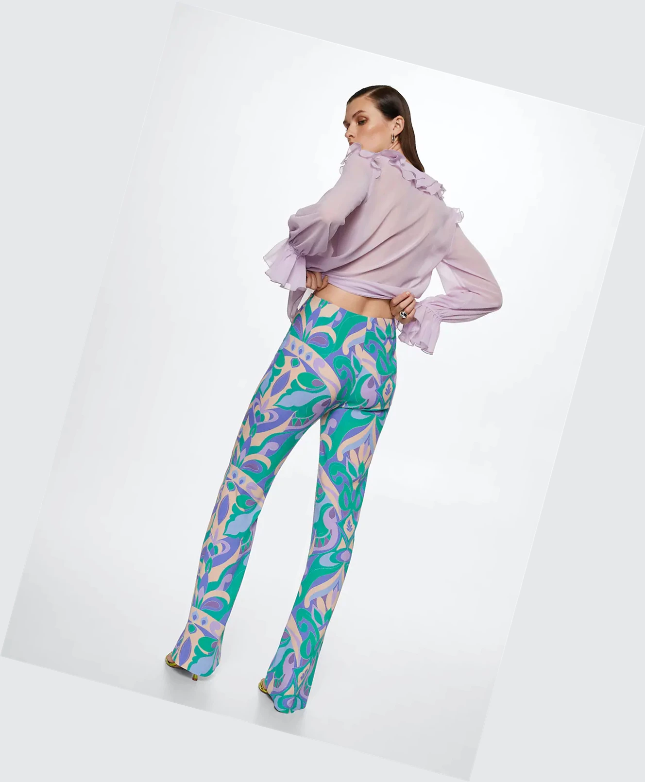 Nohavice Mango Flowy Printed Damske Lilac | SK861347