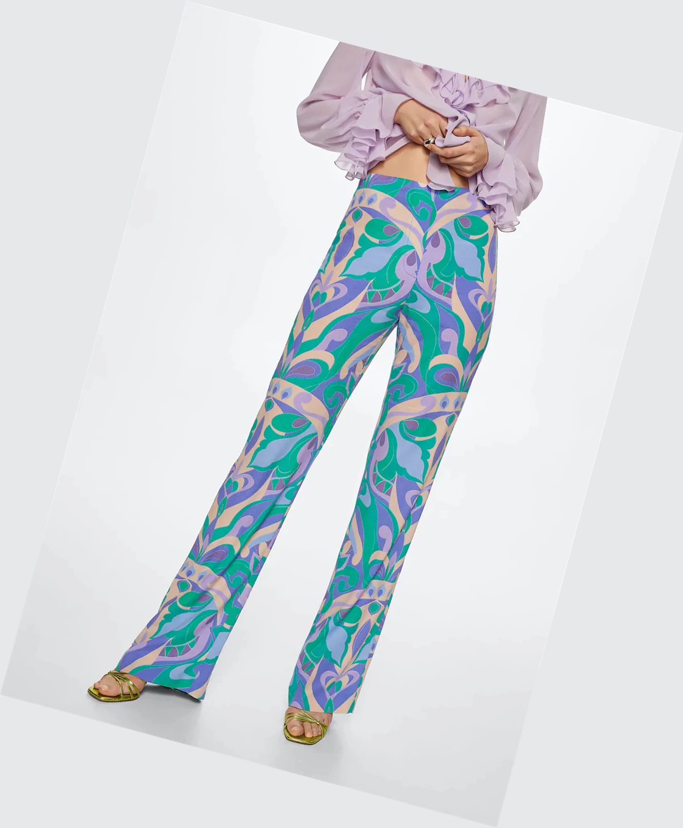 Nohavice Mango Flowy Printed Damske Lilac | SK861347