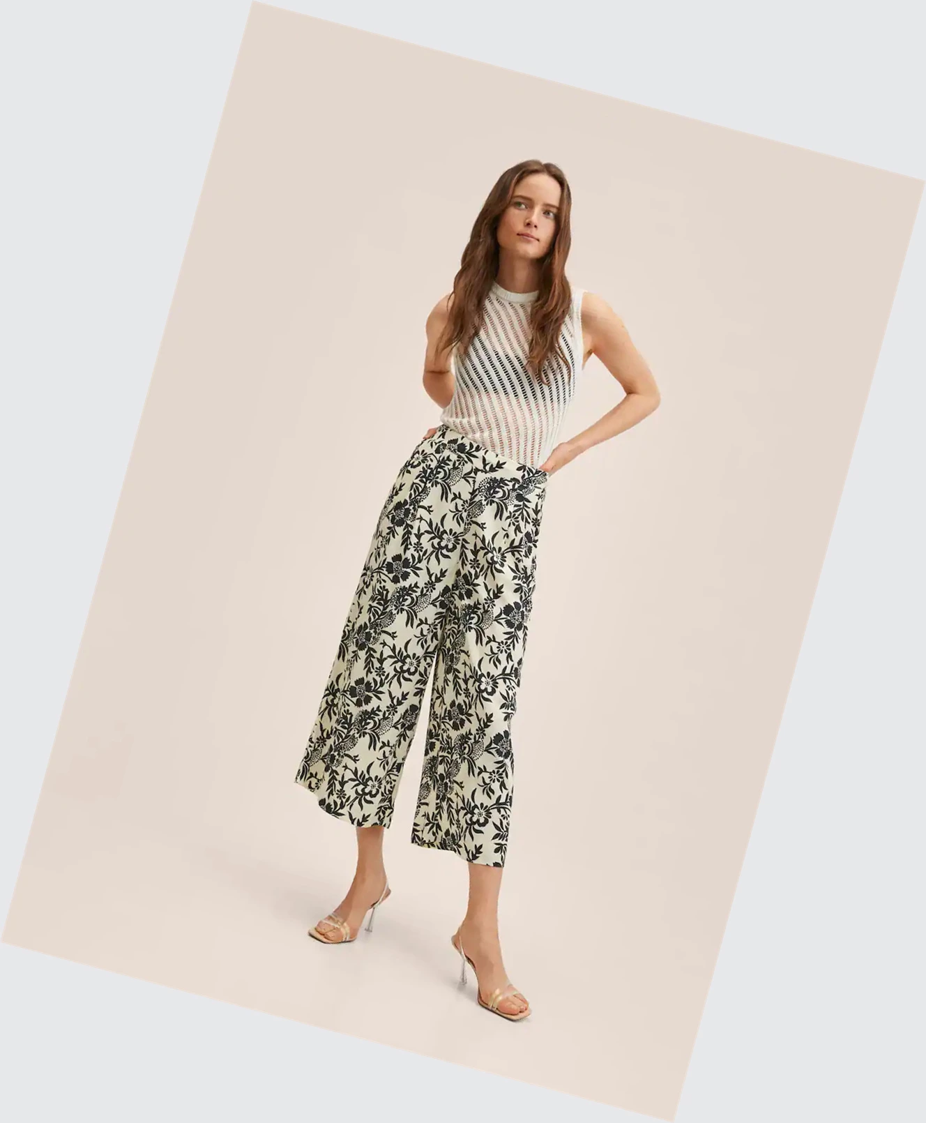 Nohavice Mango Fluid Culotte Damske Ecru | SK861459