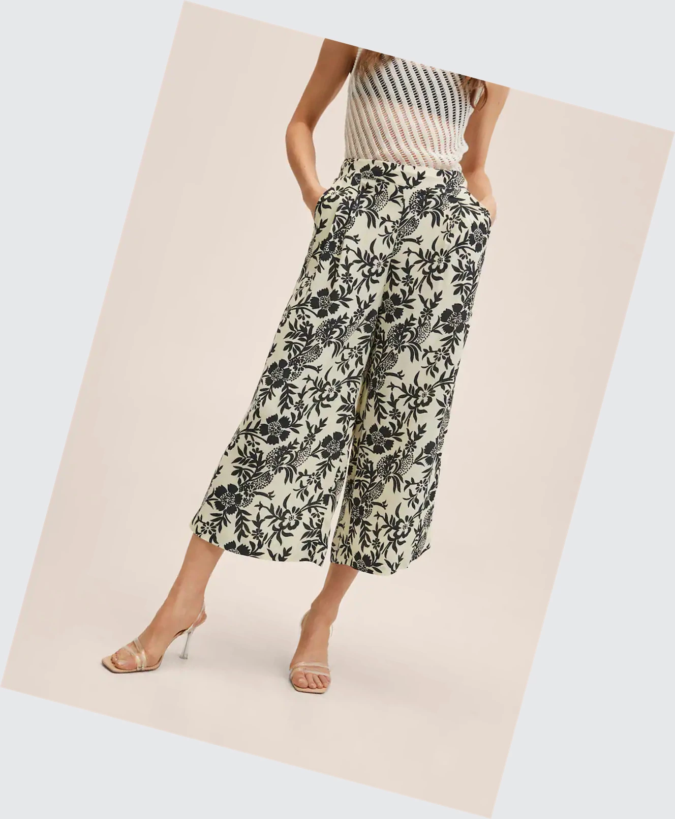 Nohavice Mango Fluid Culotte Damske Ecru | SK861459