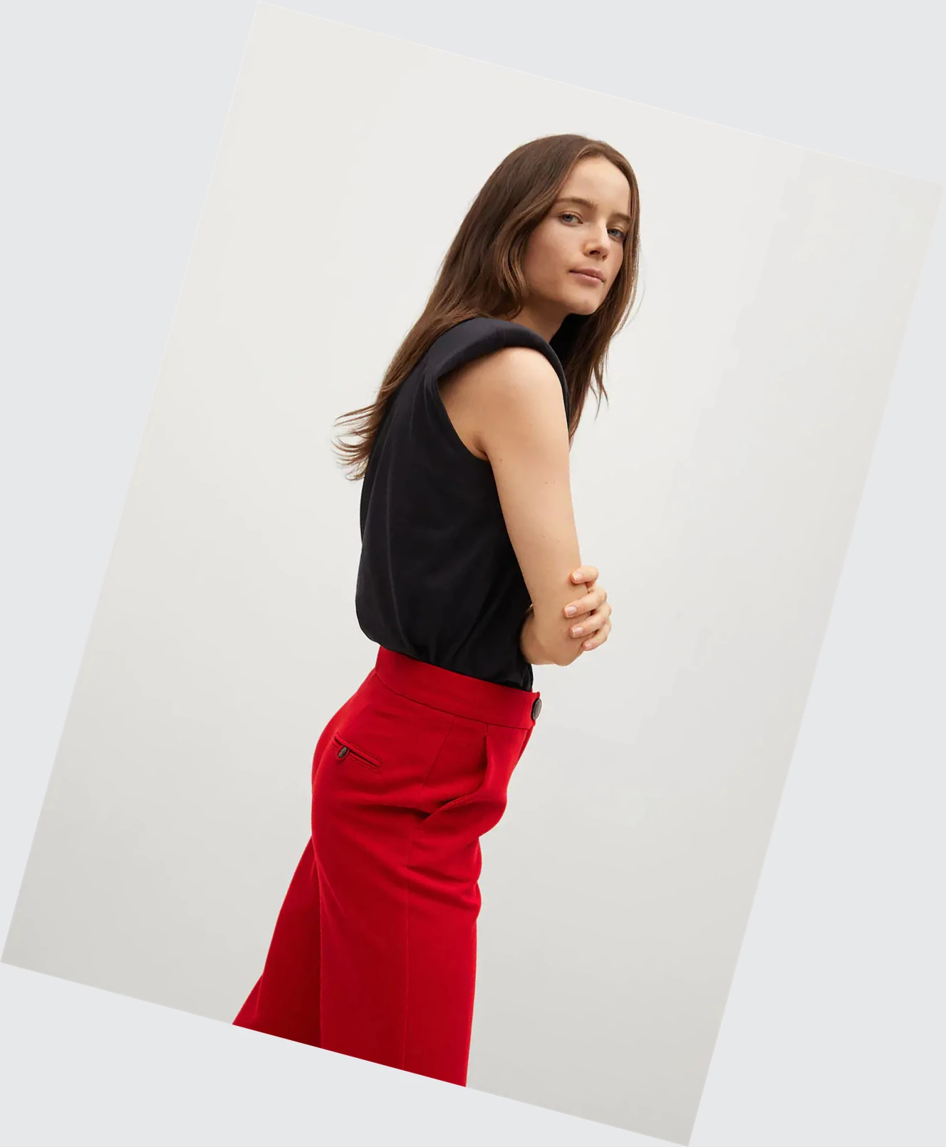 Nohavice Mango High-waist Palazzo Damske Červené | SK861523