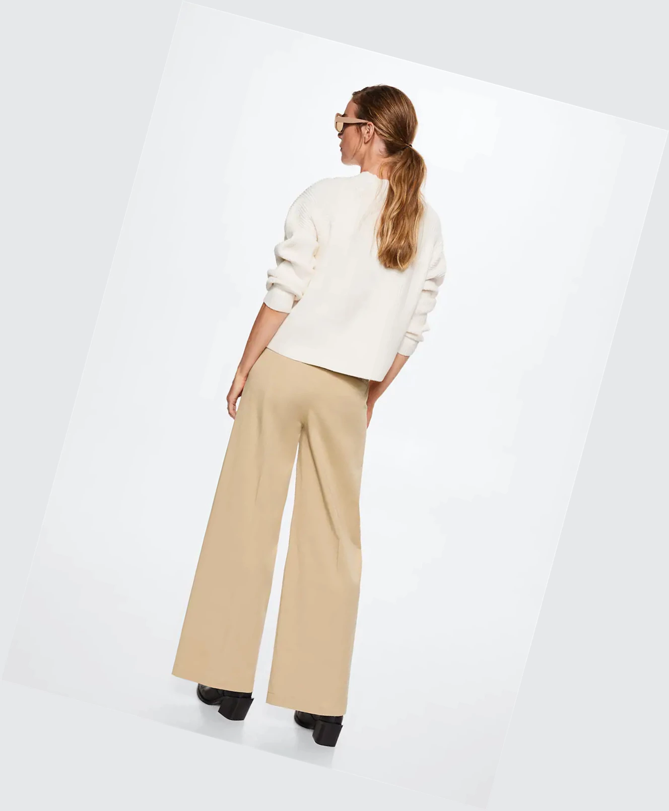 Nohavice Mango Pleat Detail Bavlnene Damske Sand | SK861484