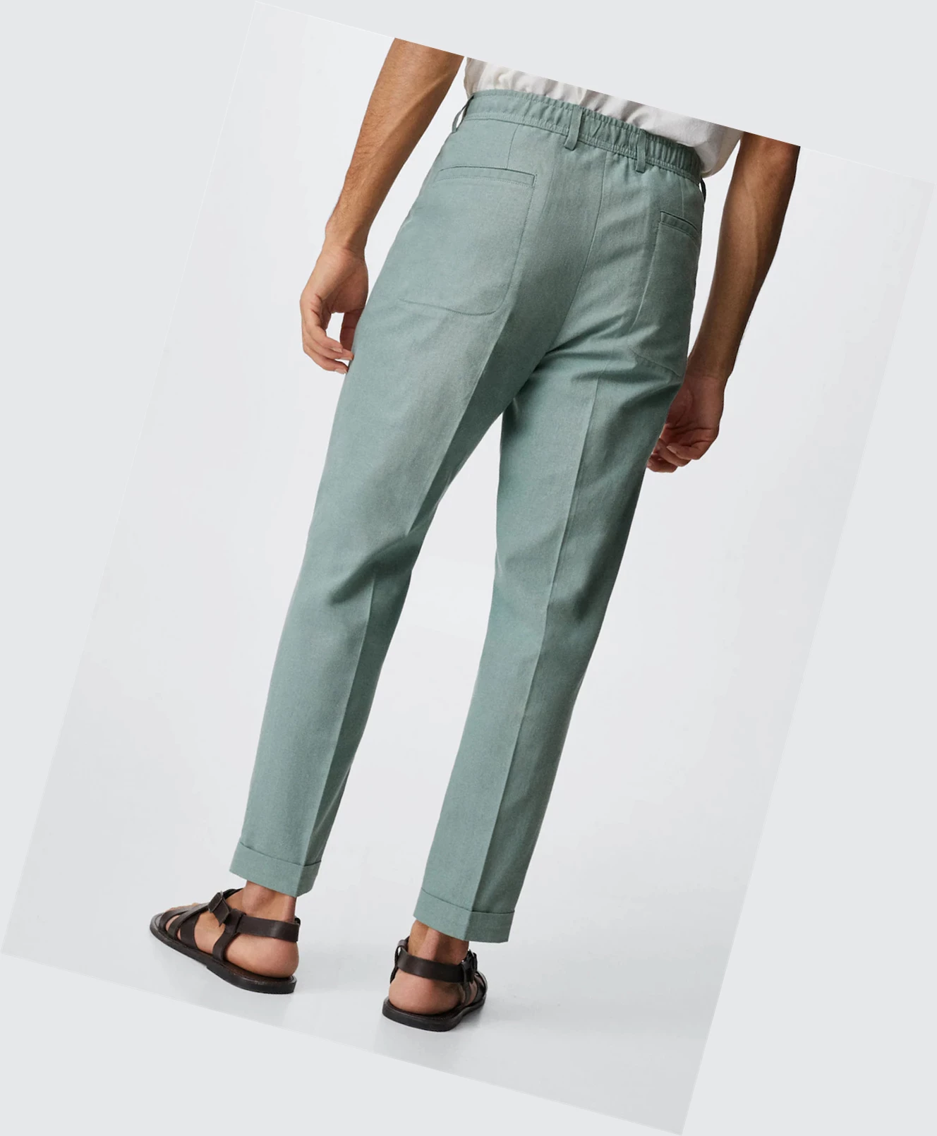 Nohavice Mango Relaxed Linen Panske Zelene | SK861444