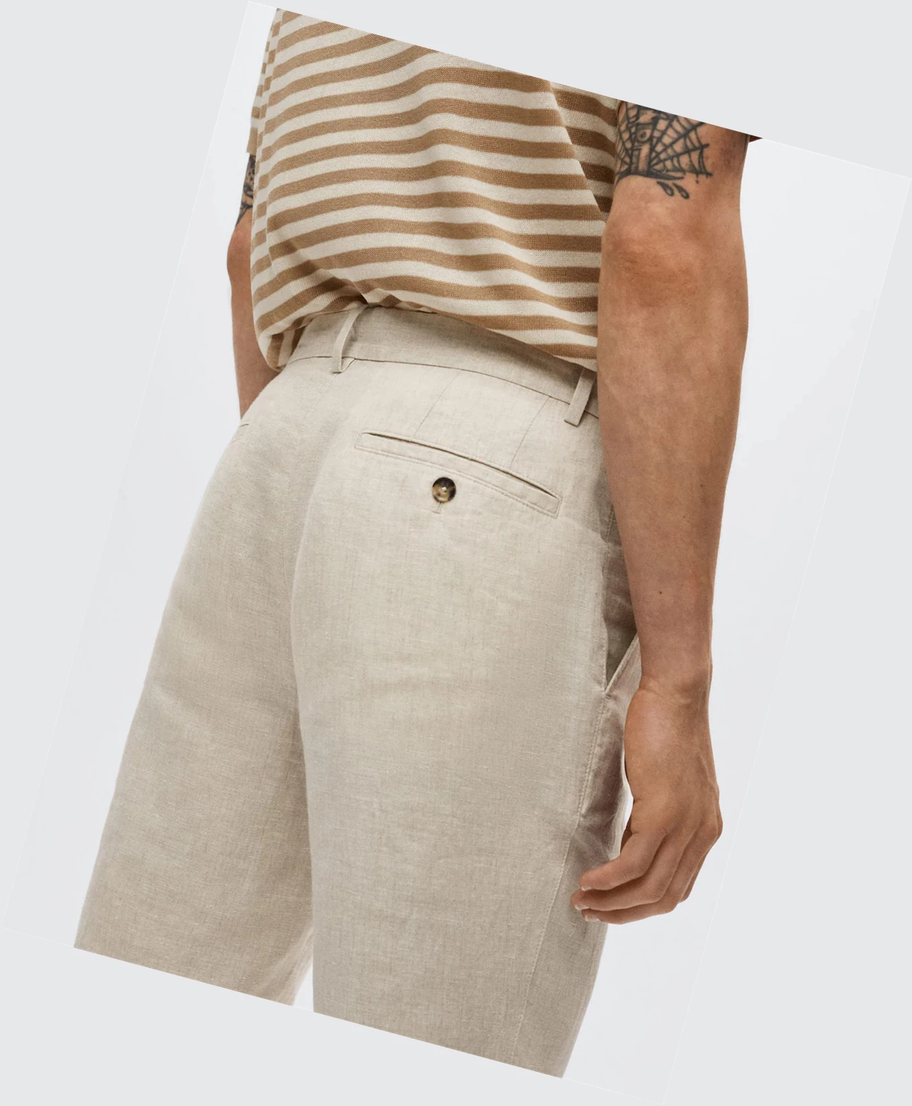 Nohavice Mango Slim Fit Linen Panske Ecru | SK861321