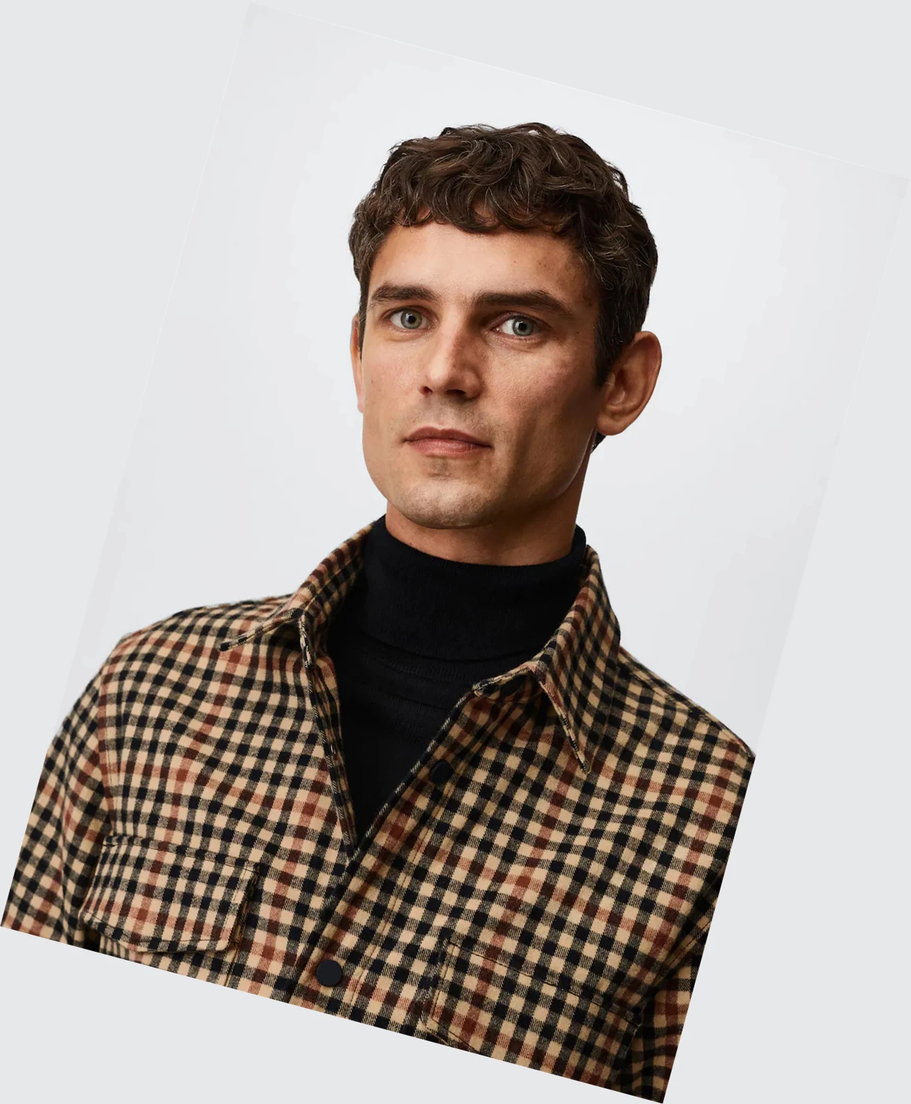 Overshirt Mango Check Bavlnene Panske Béžové | SK861240