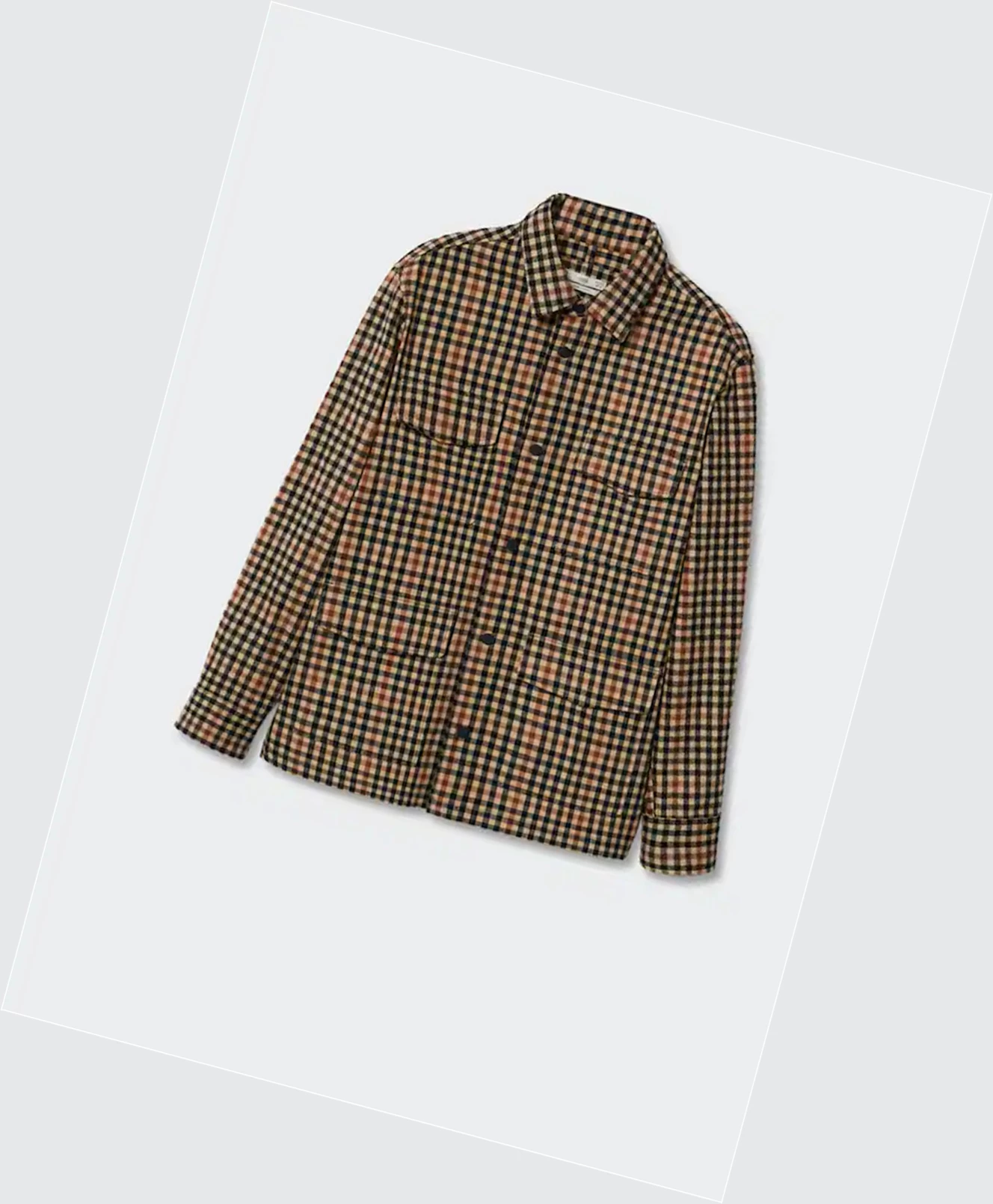 Overshirt Mango Check Bavlnene Panske Béžové | SK861240