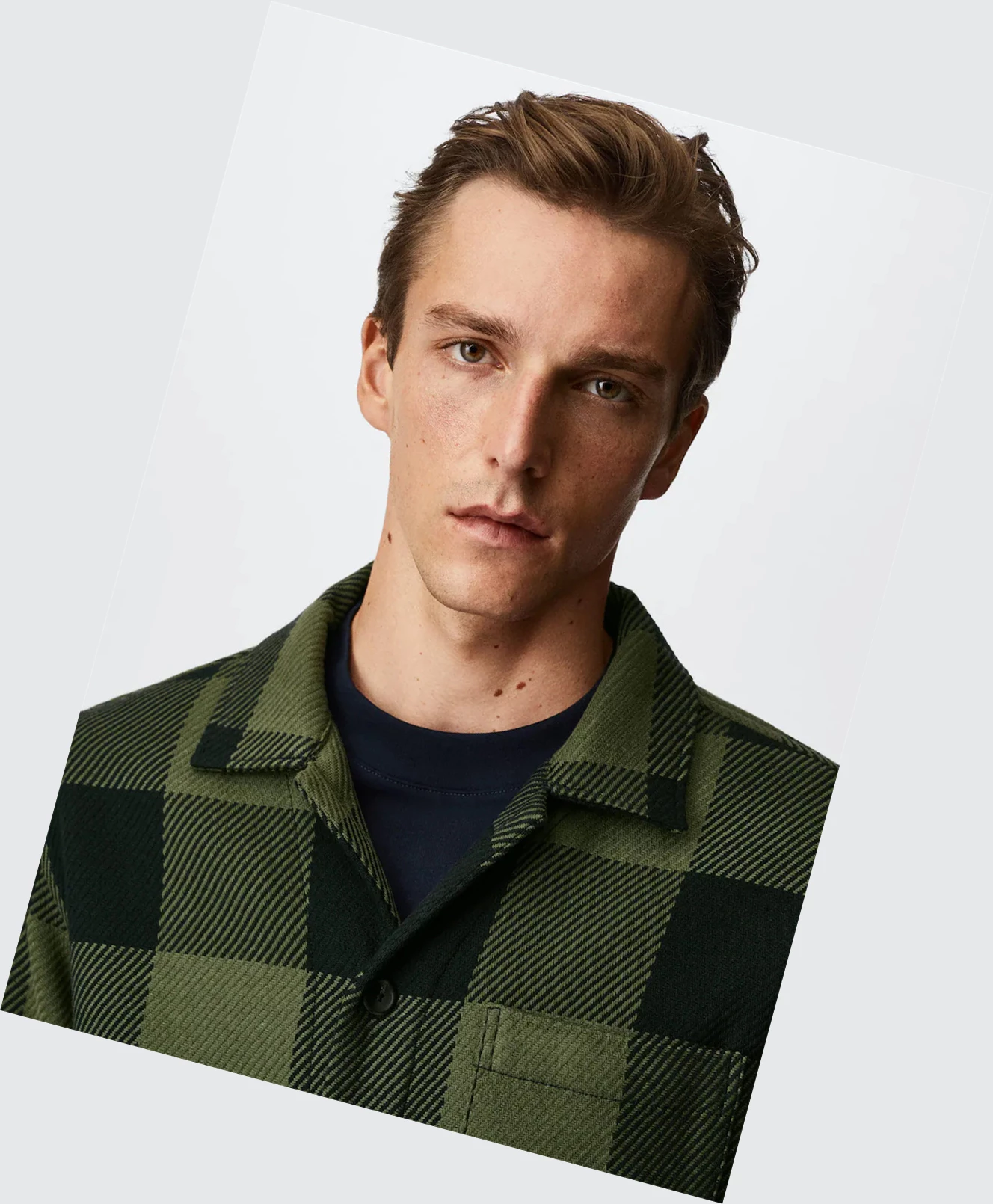 Overshirt Mango Check Bavlnene Panske Hnedožltý | SK861242