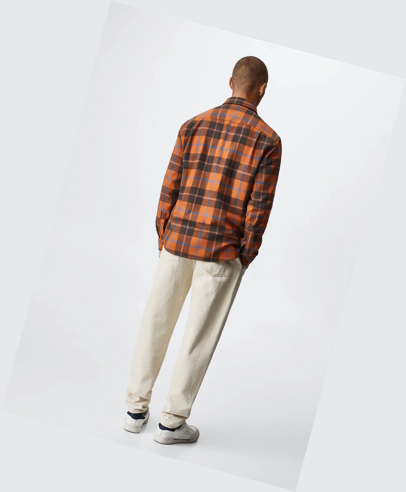 Overshirt Mango Check Bavlnene Panske Oranžové | SK861237