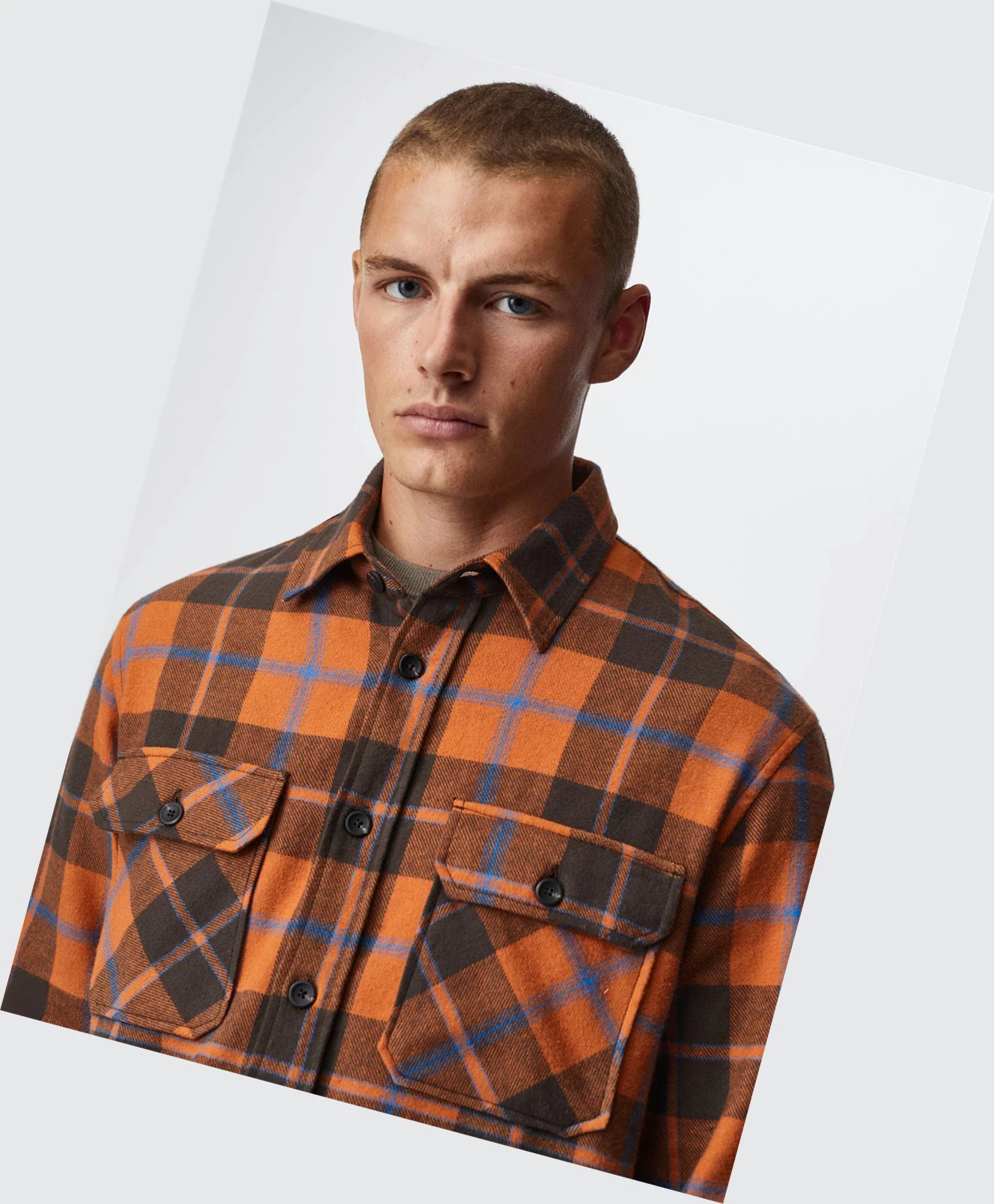 Overshirt Mango Check Bavlnene Panske Oranžové | SK861237