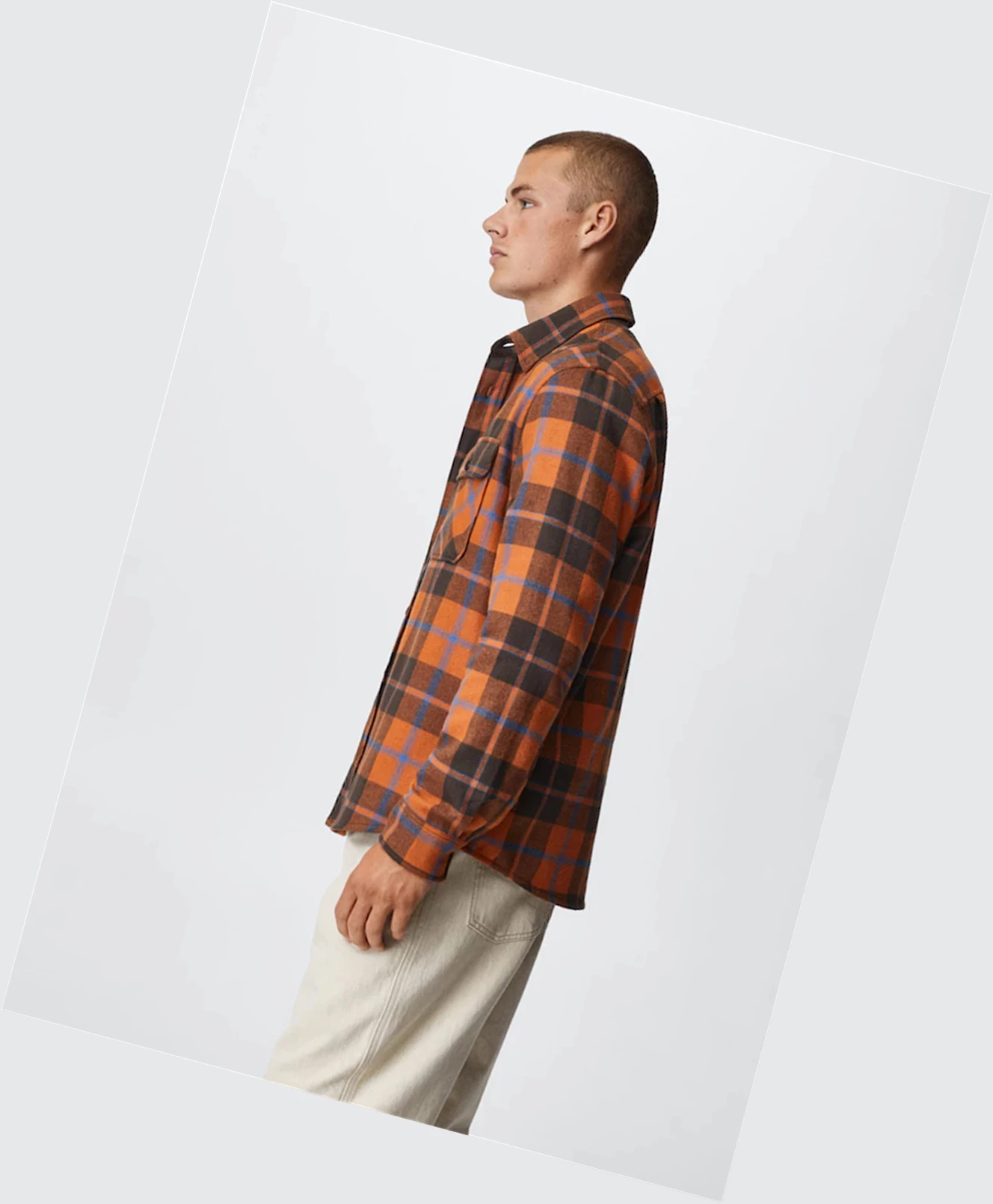 Overshirt Mango Check Bavlnene Panske Oranžové | SK861237