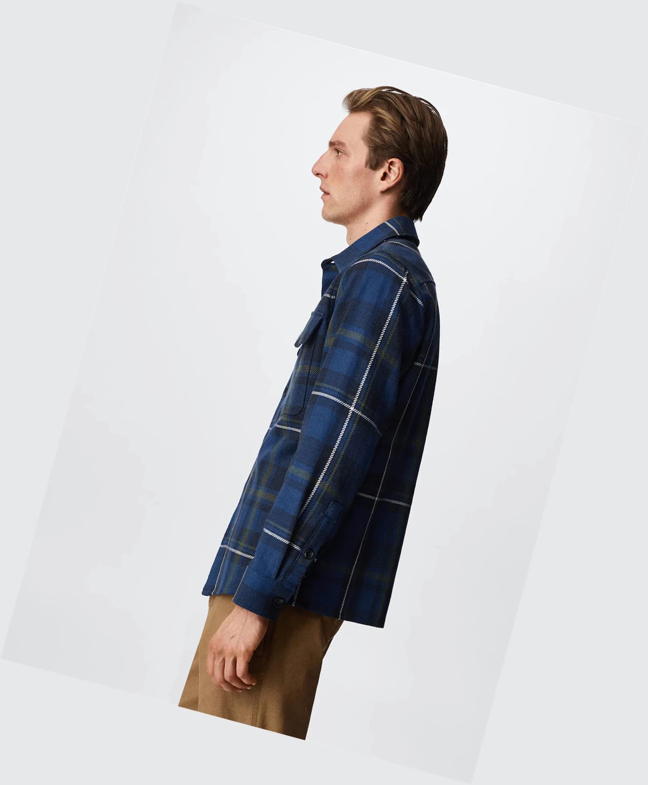 Overshirt Mango Check Bavlnene Panske Tmavo Námornícka Modrá | SK861262