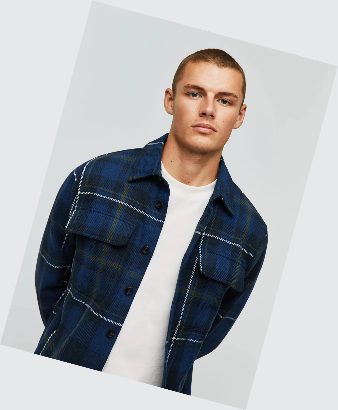 Overshirt Mango Check Bavlnene Panske Tmavo Námornícka Modrá | SK861262