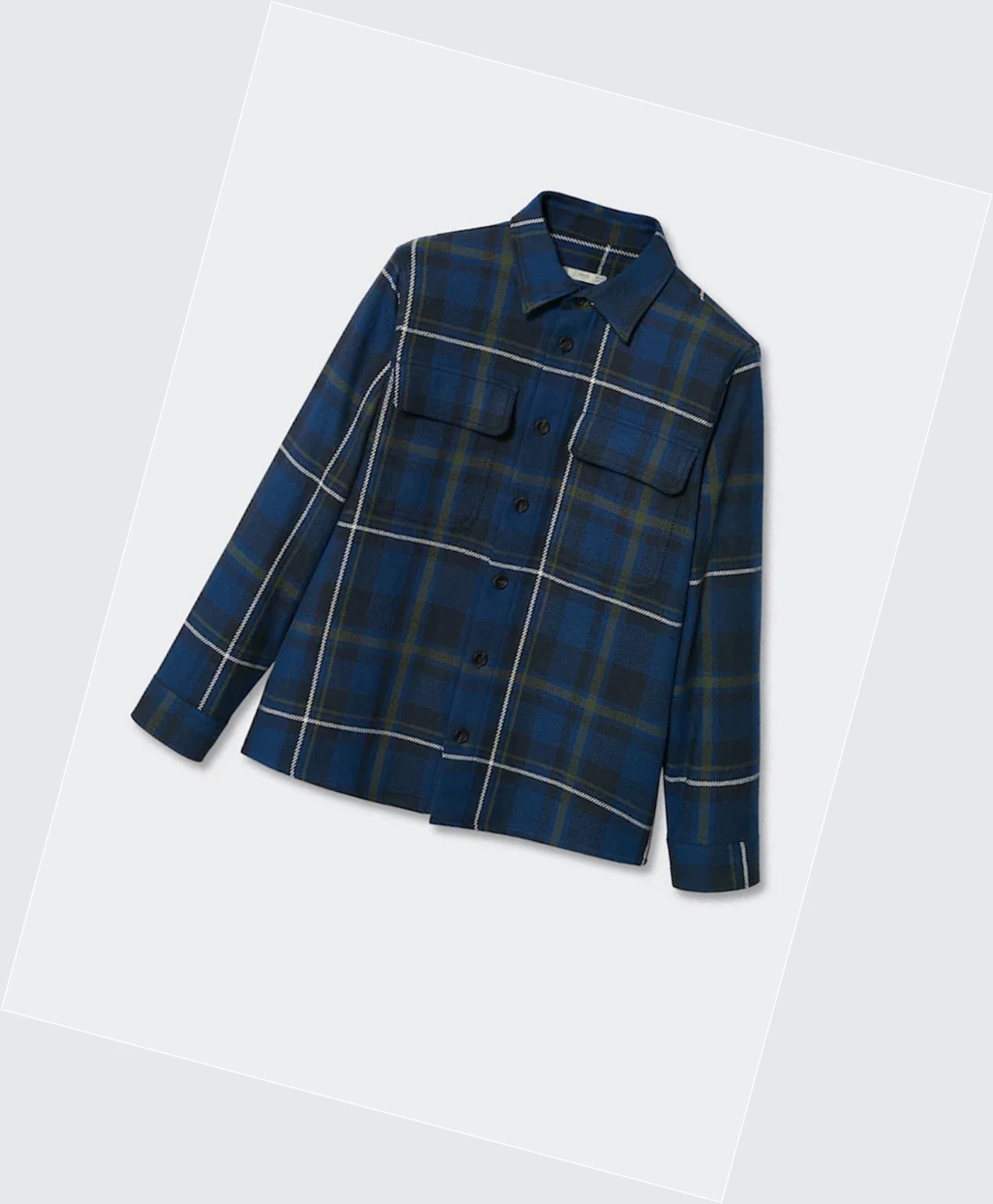 Overshirt Mango Check Bavlnene Panske Tmavo Námornícka Modrá | SK861262