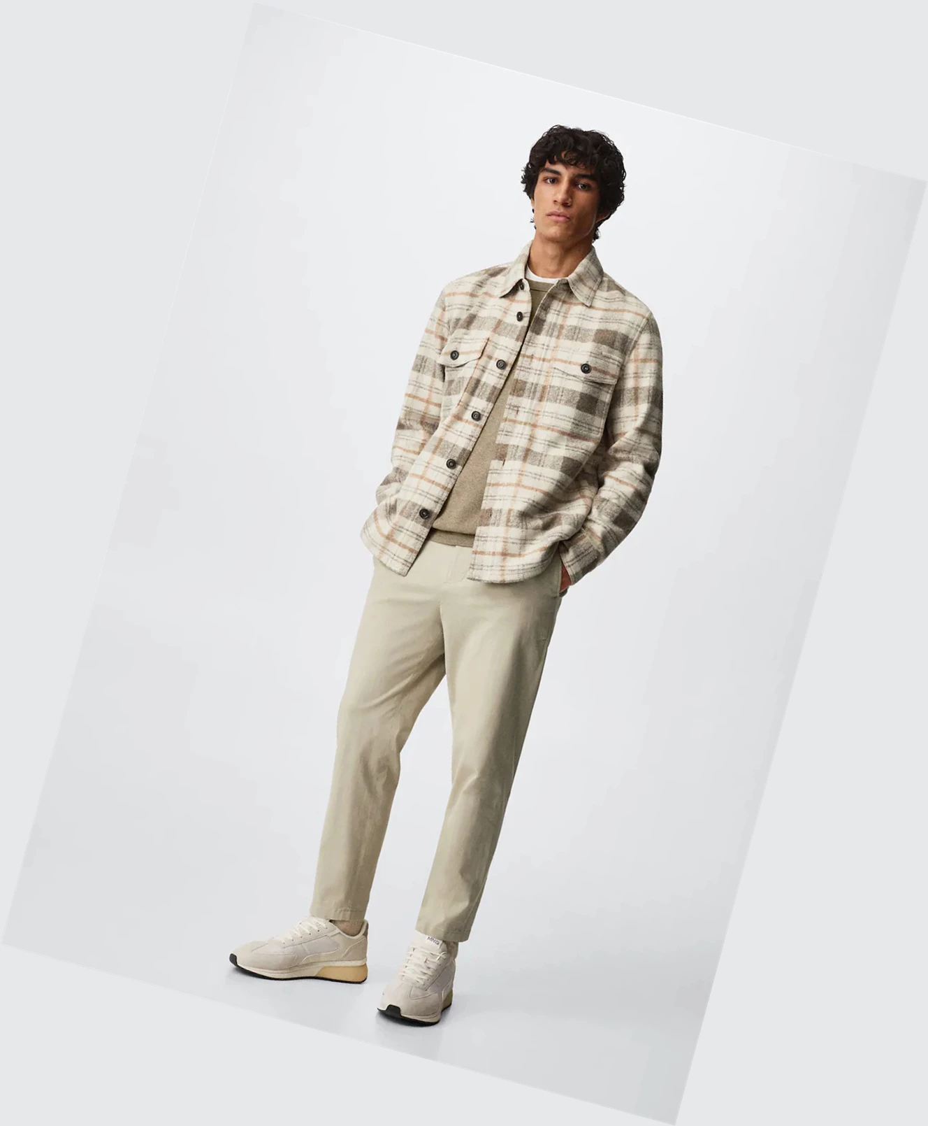 Overshirt Mango Check Flannel Panske Ecru | SK861226