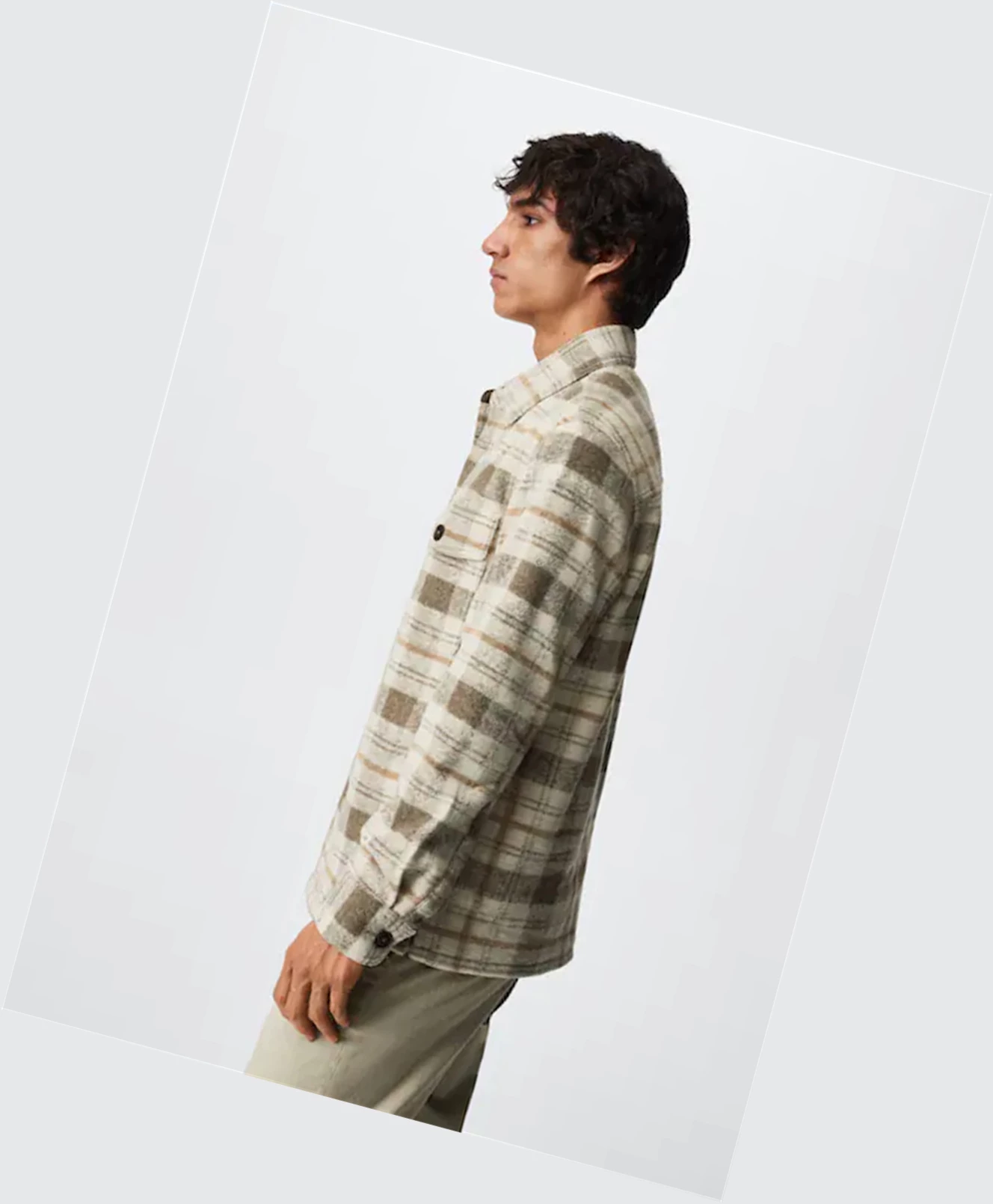 Overshirt Mango Check Flannel Panske Ecru | SK861226