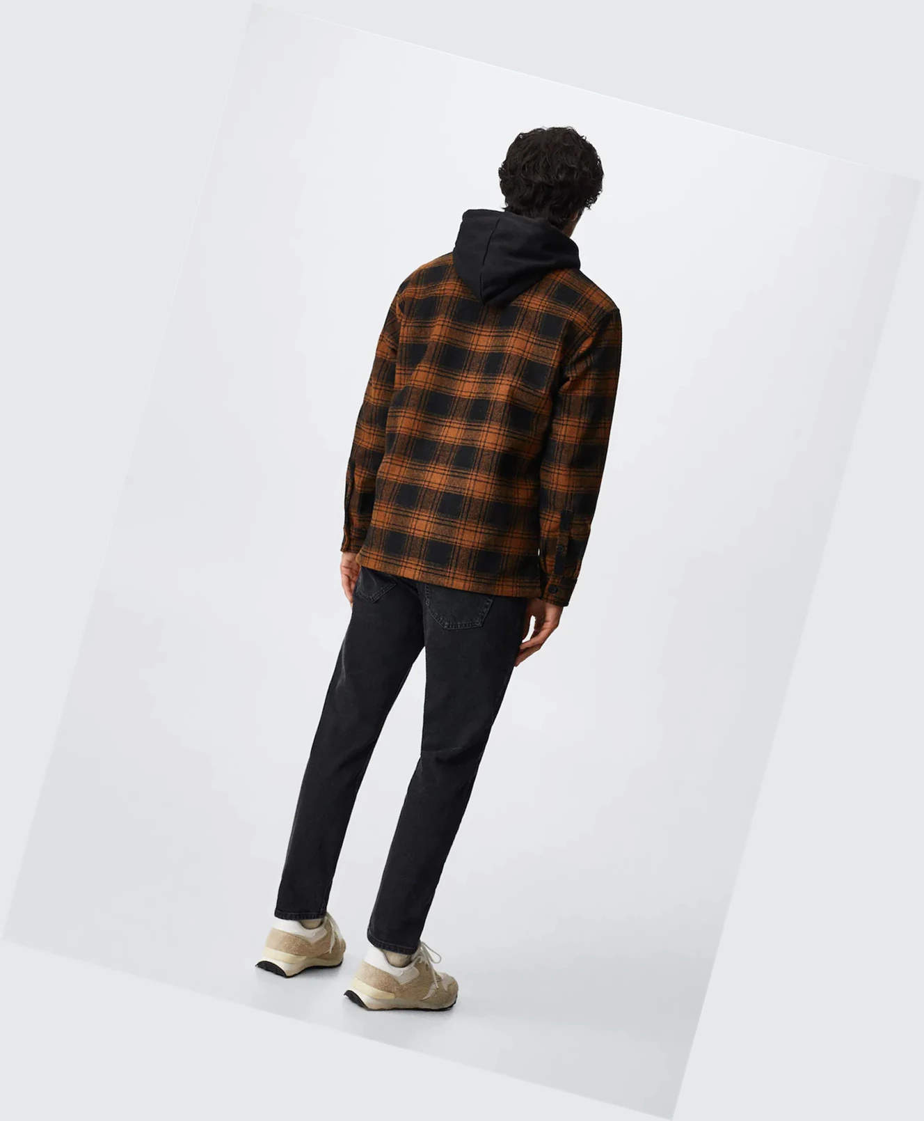 Overshirt Mango Check Vlna-blend Panske Čierne | SK861250