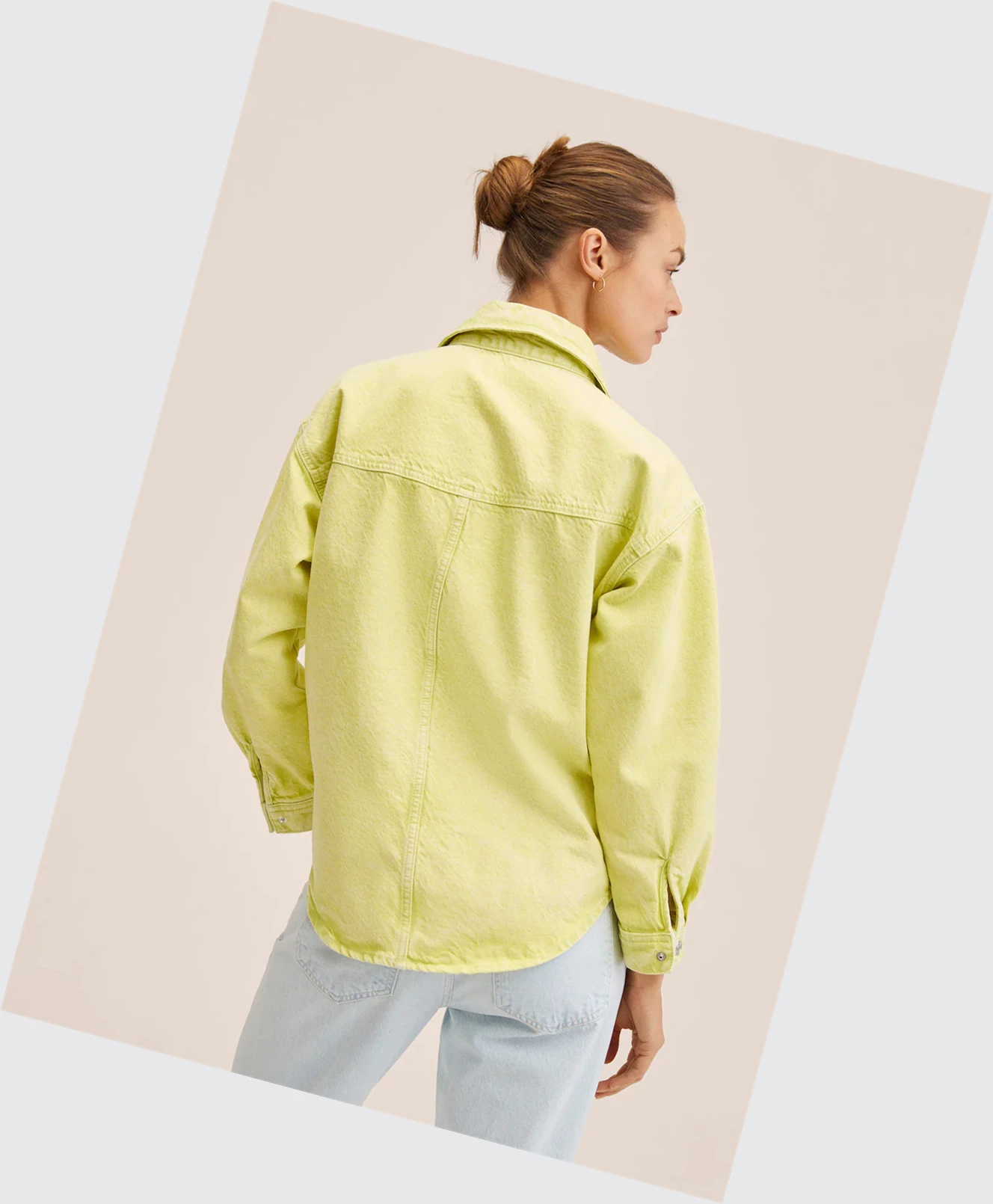 Overshirt Mango Oversized Denim Damske Lime | SK861255