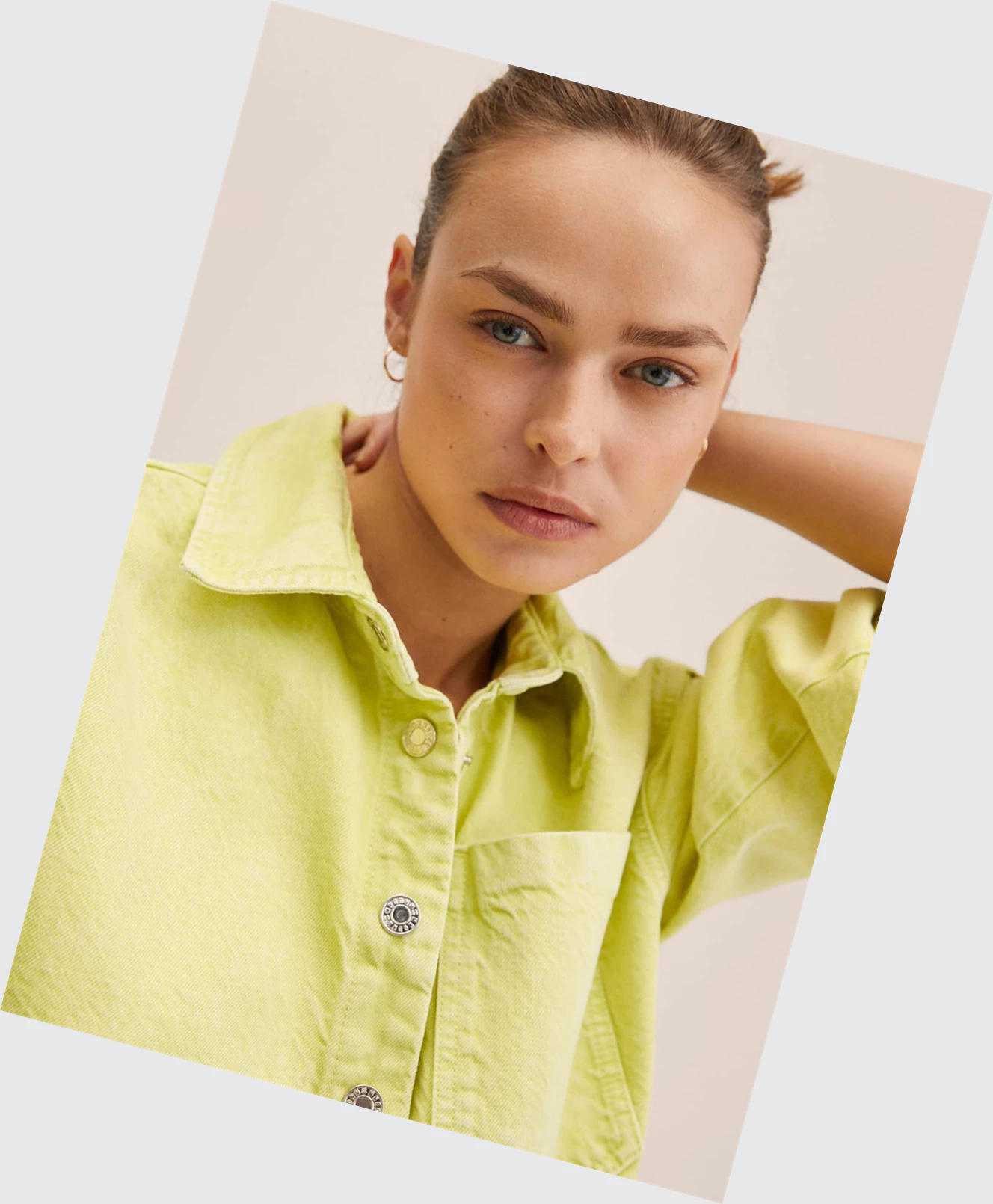 Overshirt Mango Oversized Denim Damske Lime | SK861255